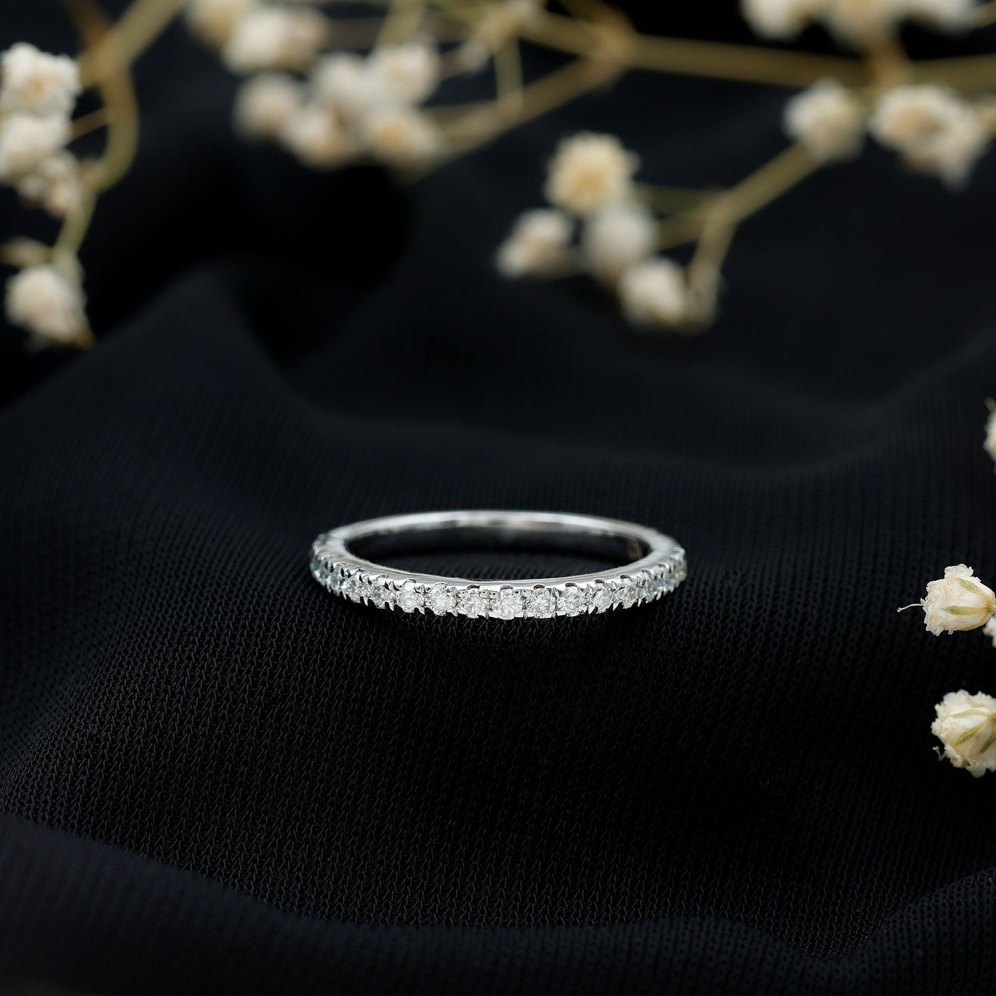 Certified Moissanite Simple Half Eternity Ring