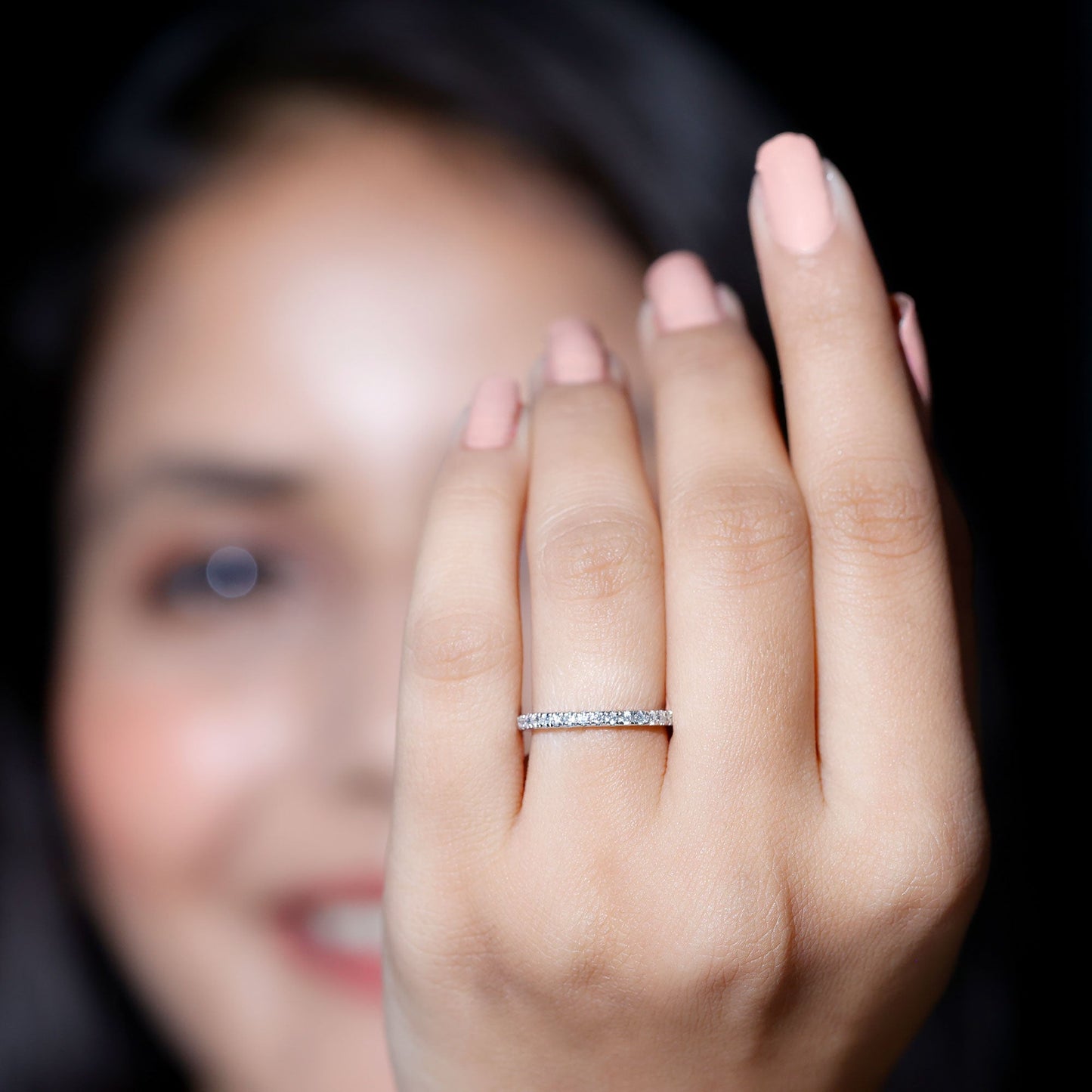 Certified Moissanite Simple Half Eternity Ring