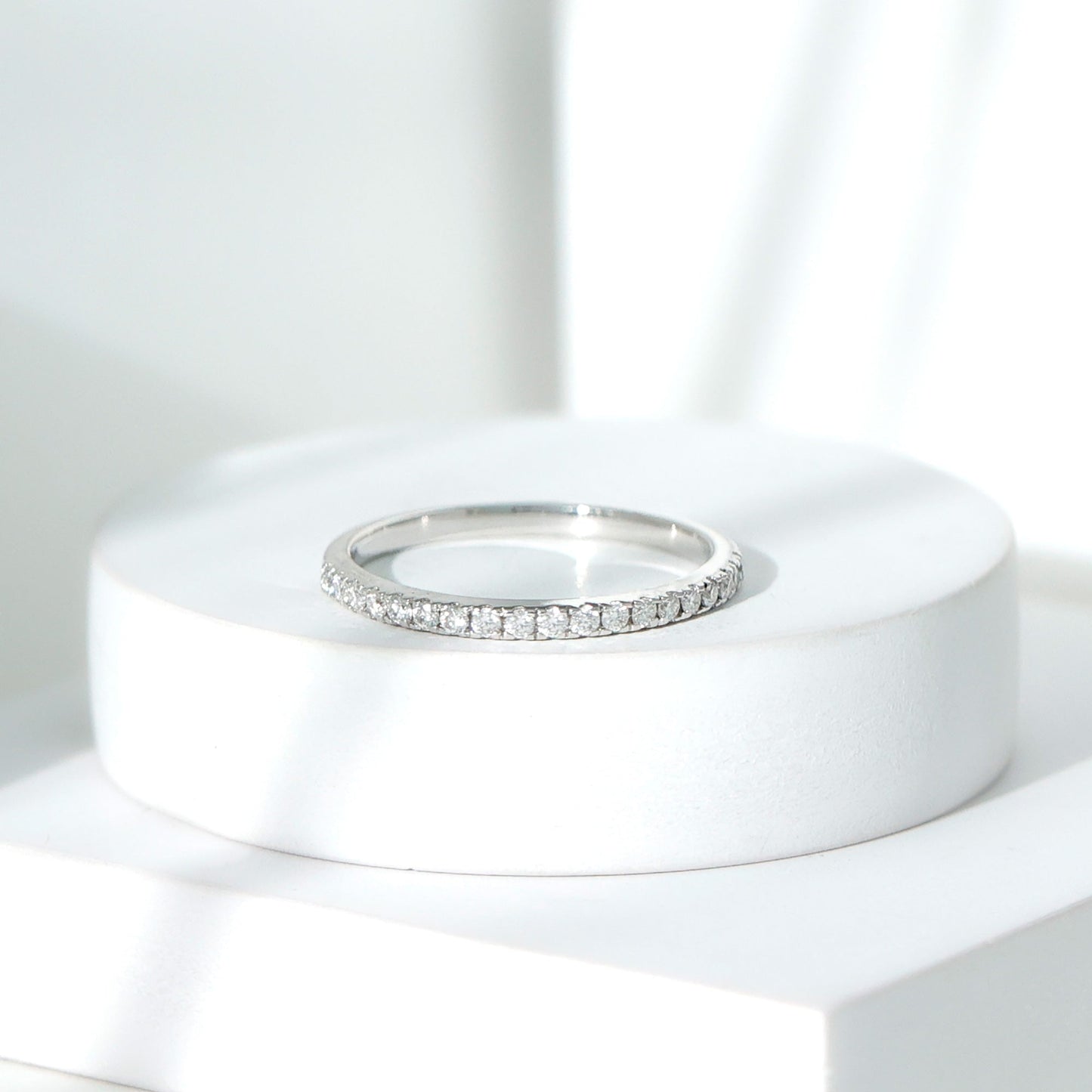 Certified Moissanite Simple Half Eternity Ring