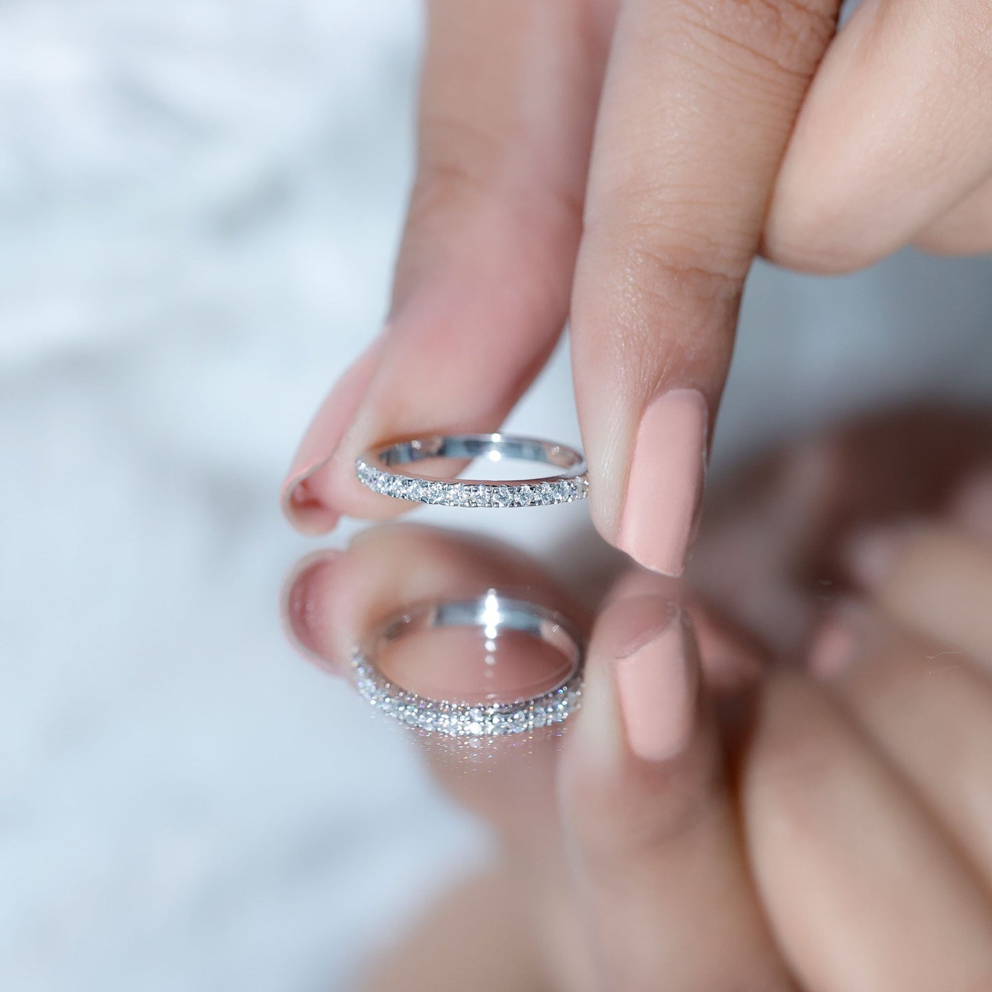 Certified Moissanite Simple Half Eternity Ring