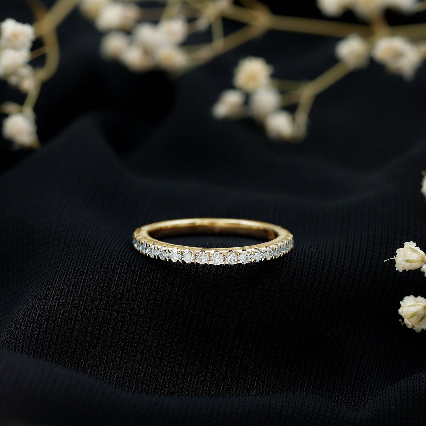 Certified Moissanite Simple Half Eternity Ring