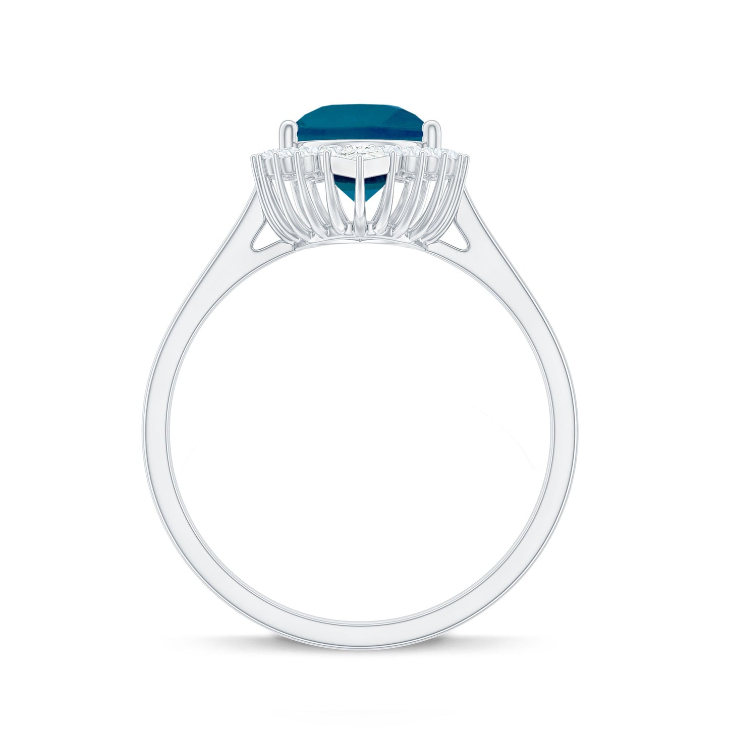Pear Shaped London Blue Topaz and Diamond Statement Engagement Ring