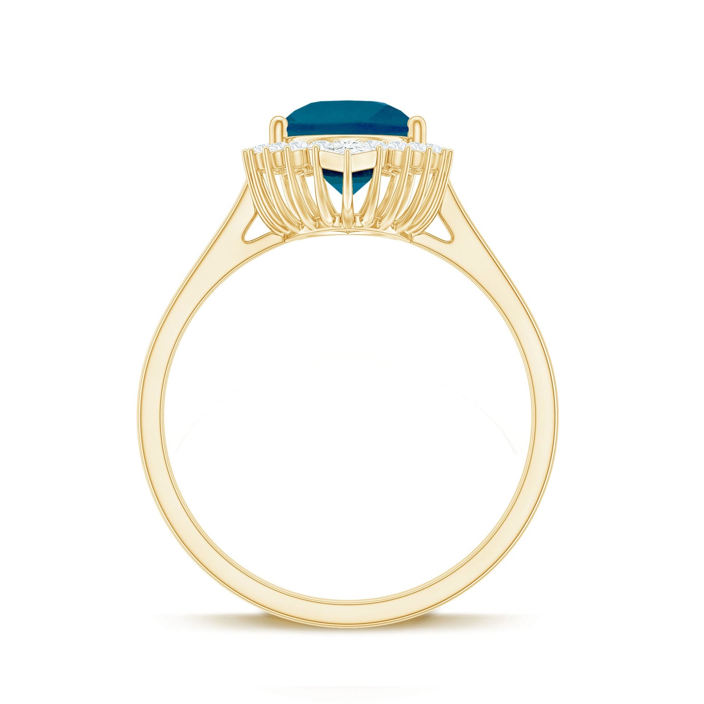 Pear Shaped London Blue Topaz and Diamond Statement Engagement Ring