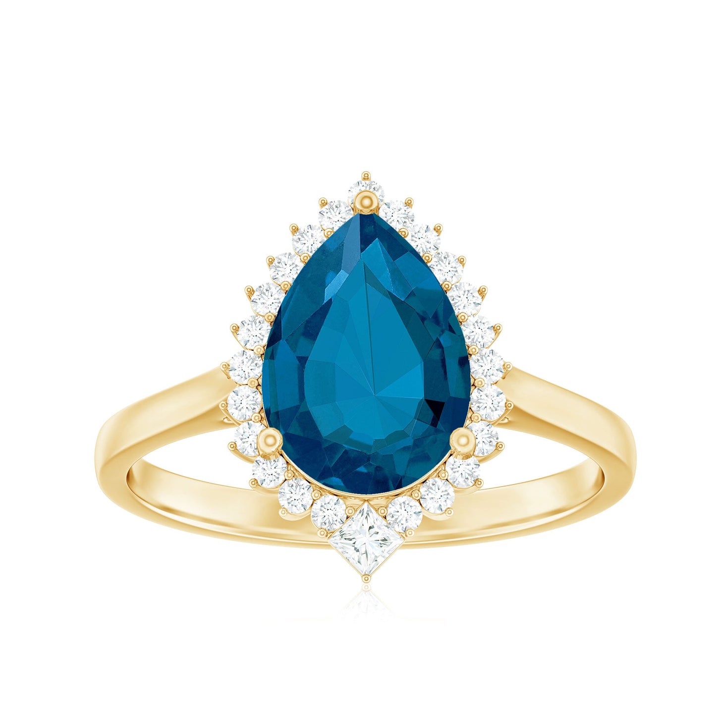 Pear Shaped London Blue Topaz and Diamond Statement Engagement Ring