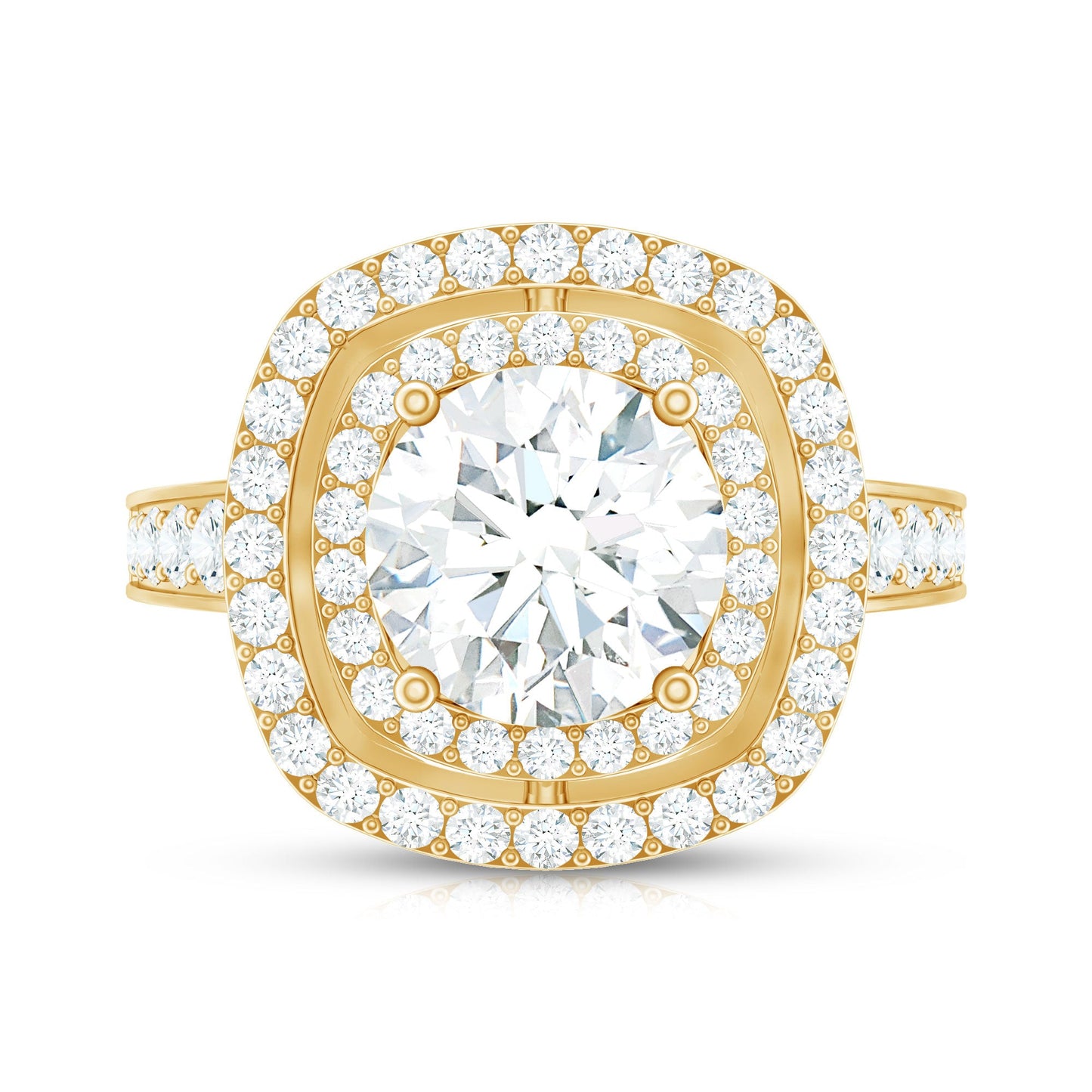 8mm Round Shape Moissanite Double Halo Statement Ring