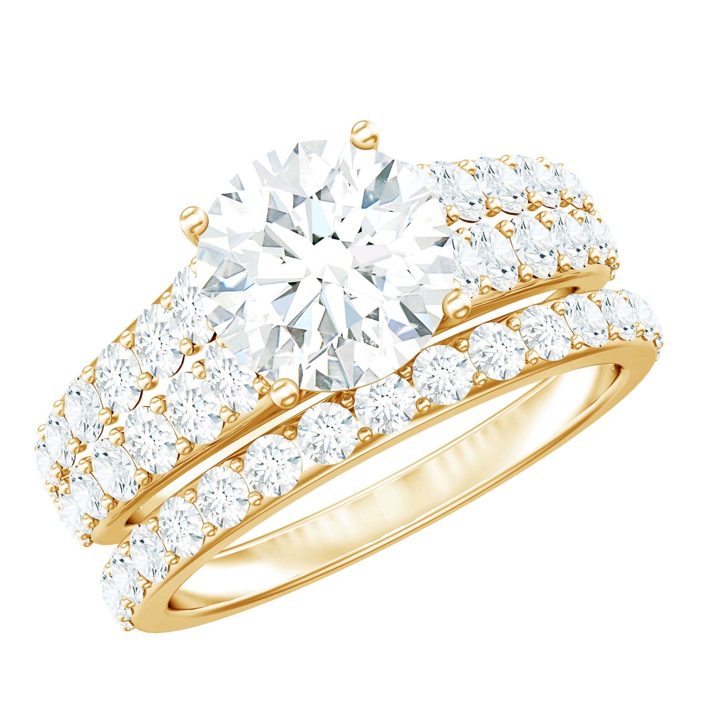 8 MM Zircon Wedding Ring Set in Prong Setting