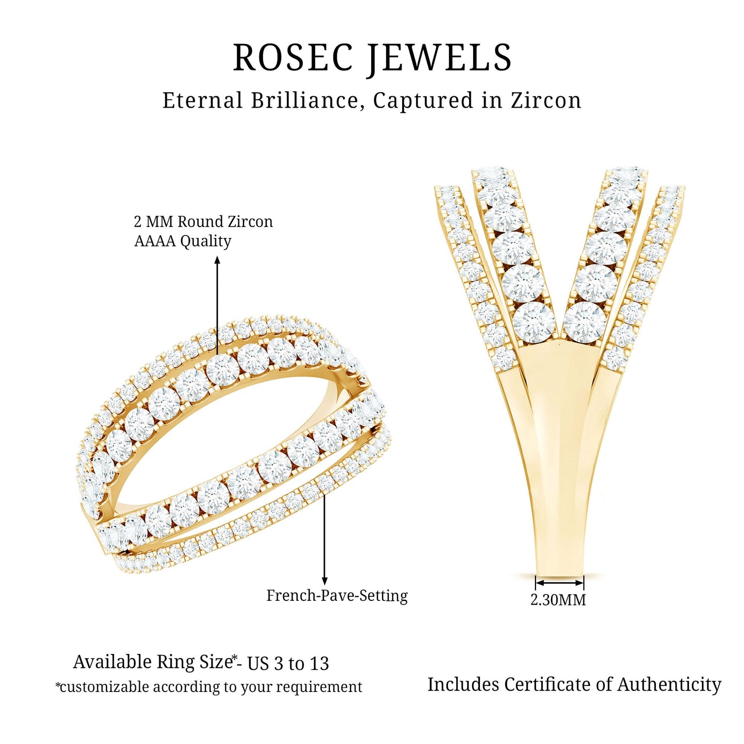 Certified Cubic Zirconia Designer Band Ring for Women