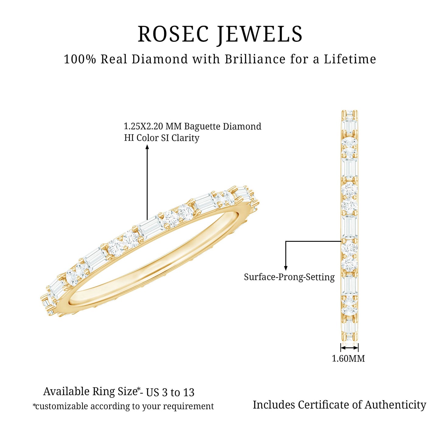 0.50 CT Diamond Full Eternity Stackable Ring