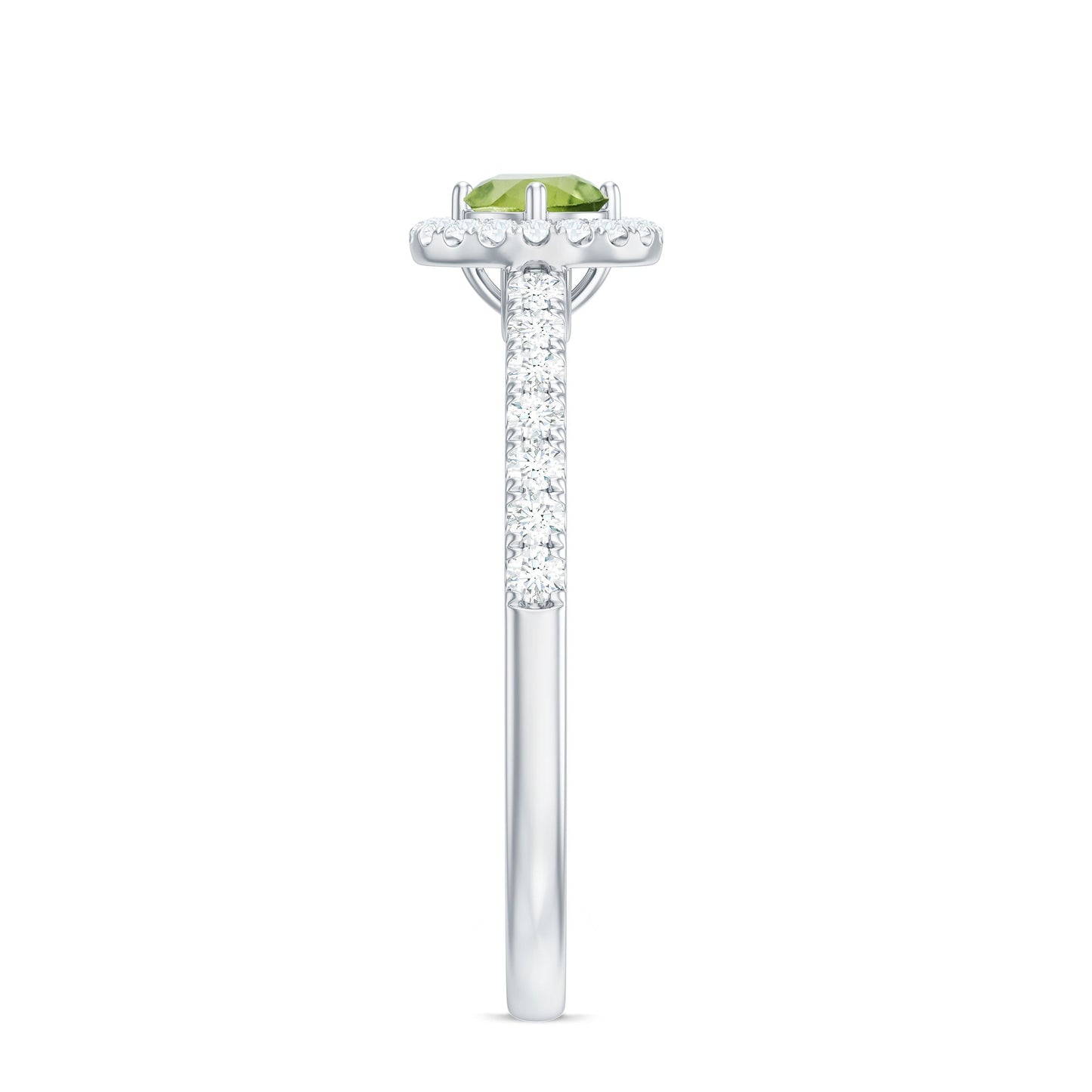 Genuine Half Carat Peridot Engagement Ring with Diamond Halo