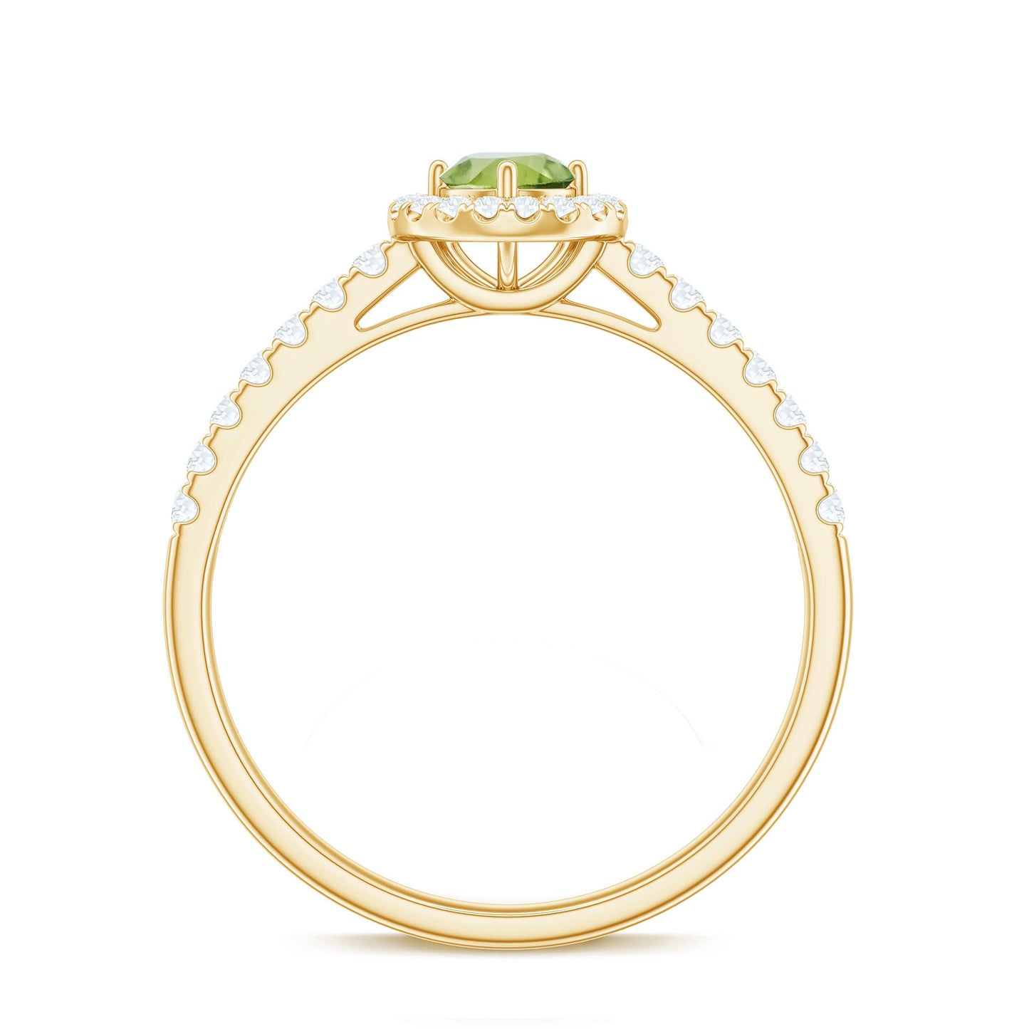 Genuine Half Carat Peridot Engagement Ring with Diamond Halo