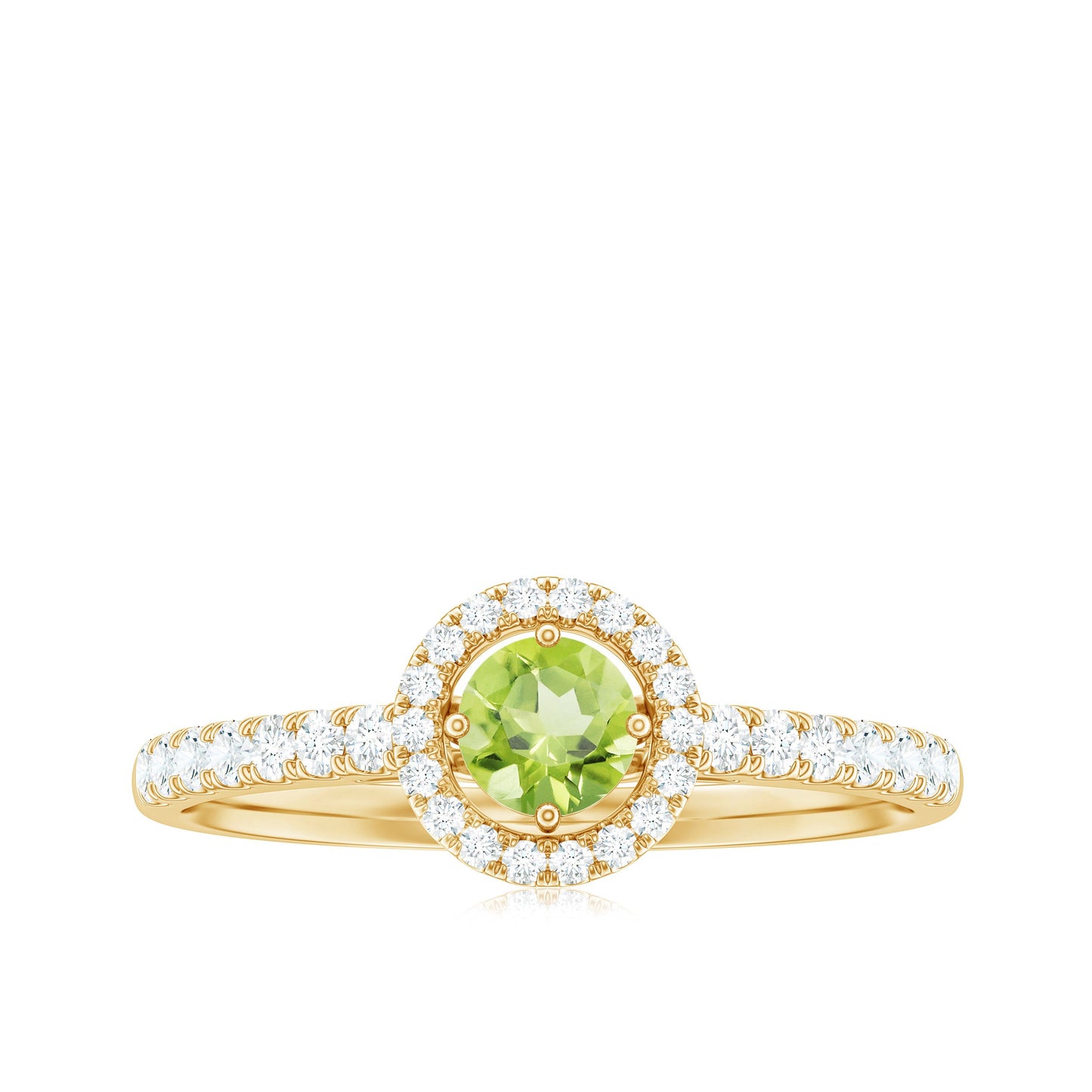 Genuine Half Carat Peridot Engagement Ring with Diamond Halo