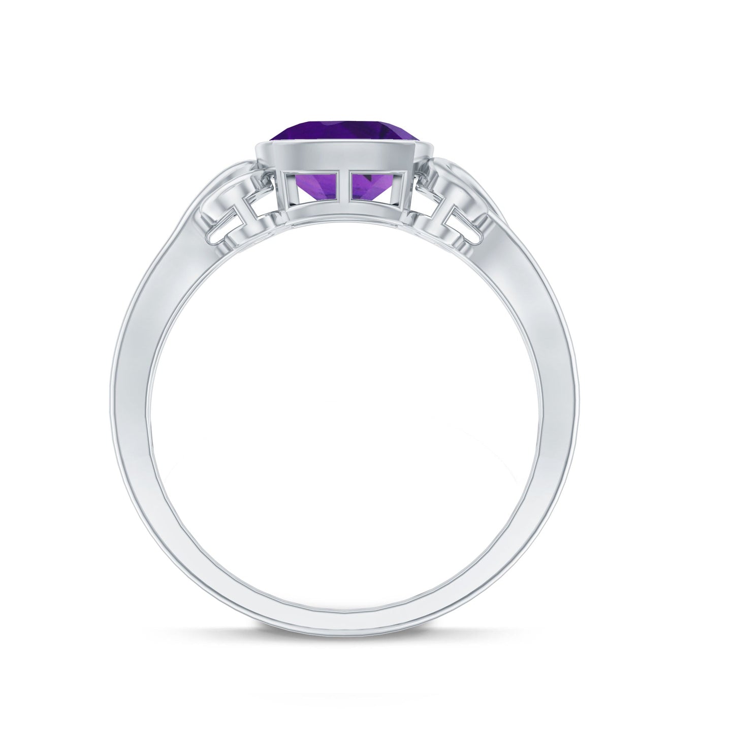 2 CT Vintage Inspired Cushion Cut Amethyst Solitaire Ring