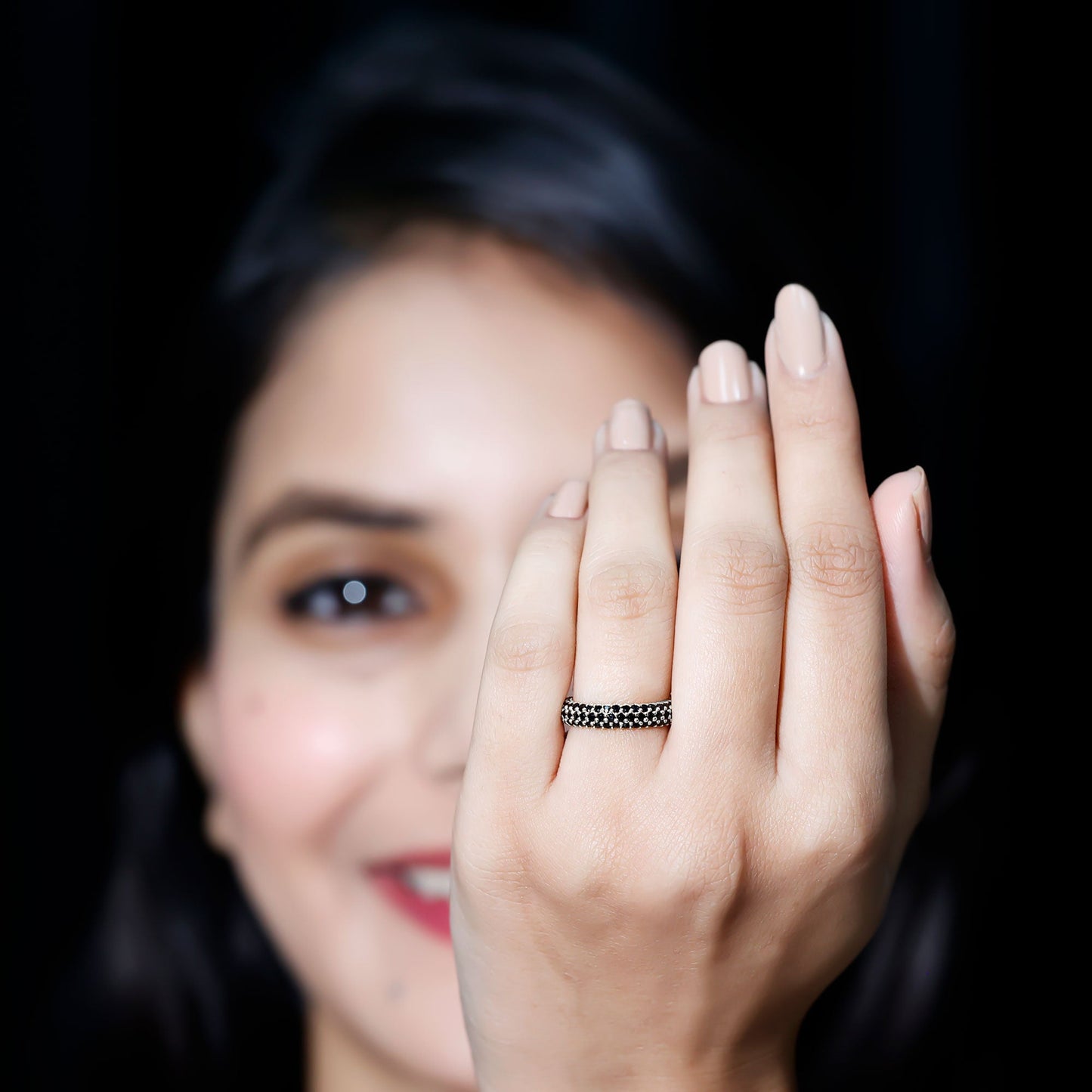 Certified Lab Grown Black Diamond Eternity Band Ring for Women