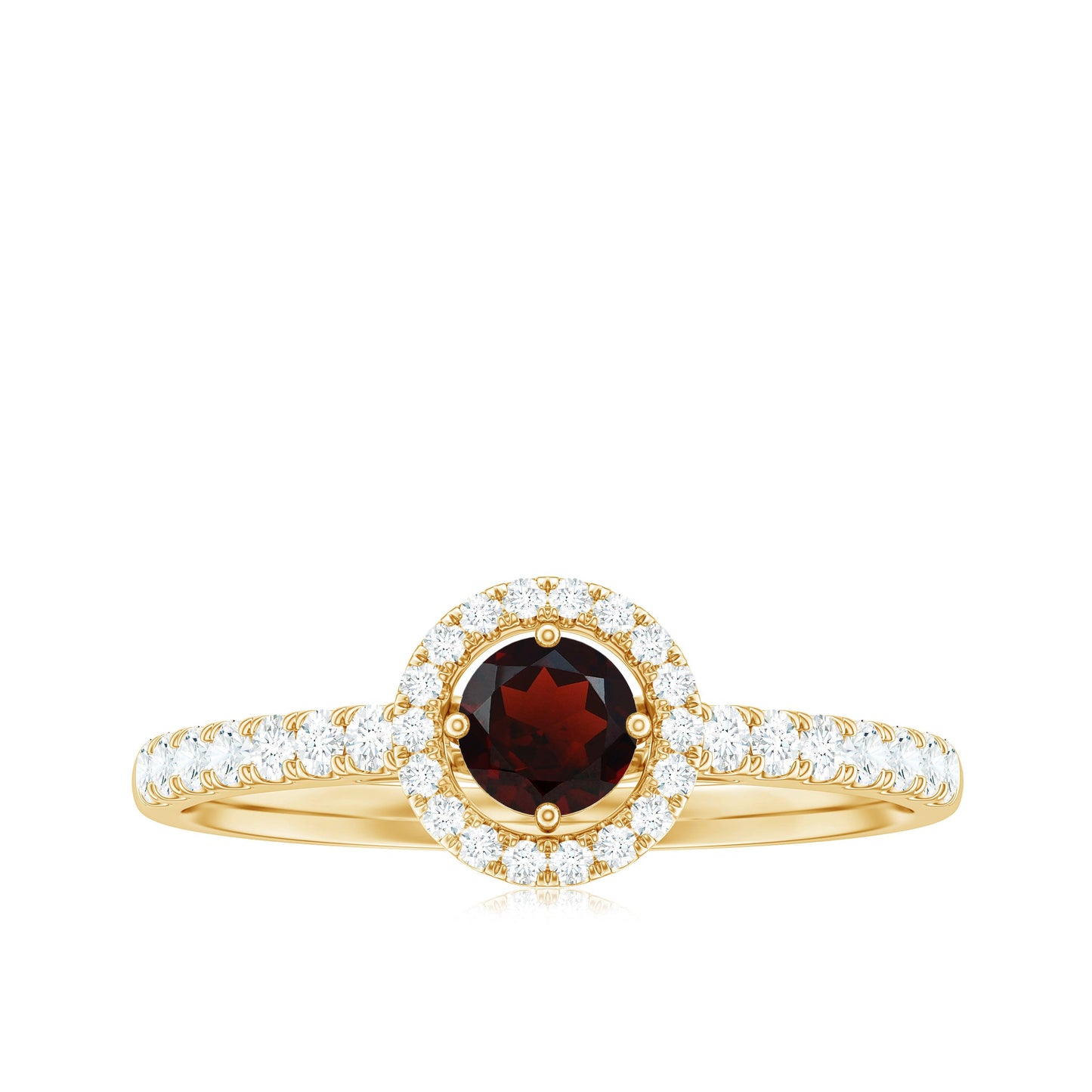 Garnet Minimal Engagement Ring with Diamond Halo