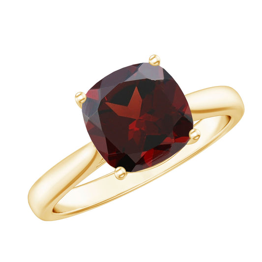 Natural 8mm Garnet Cushion Cut Engagement Ring with Surprise Diamond