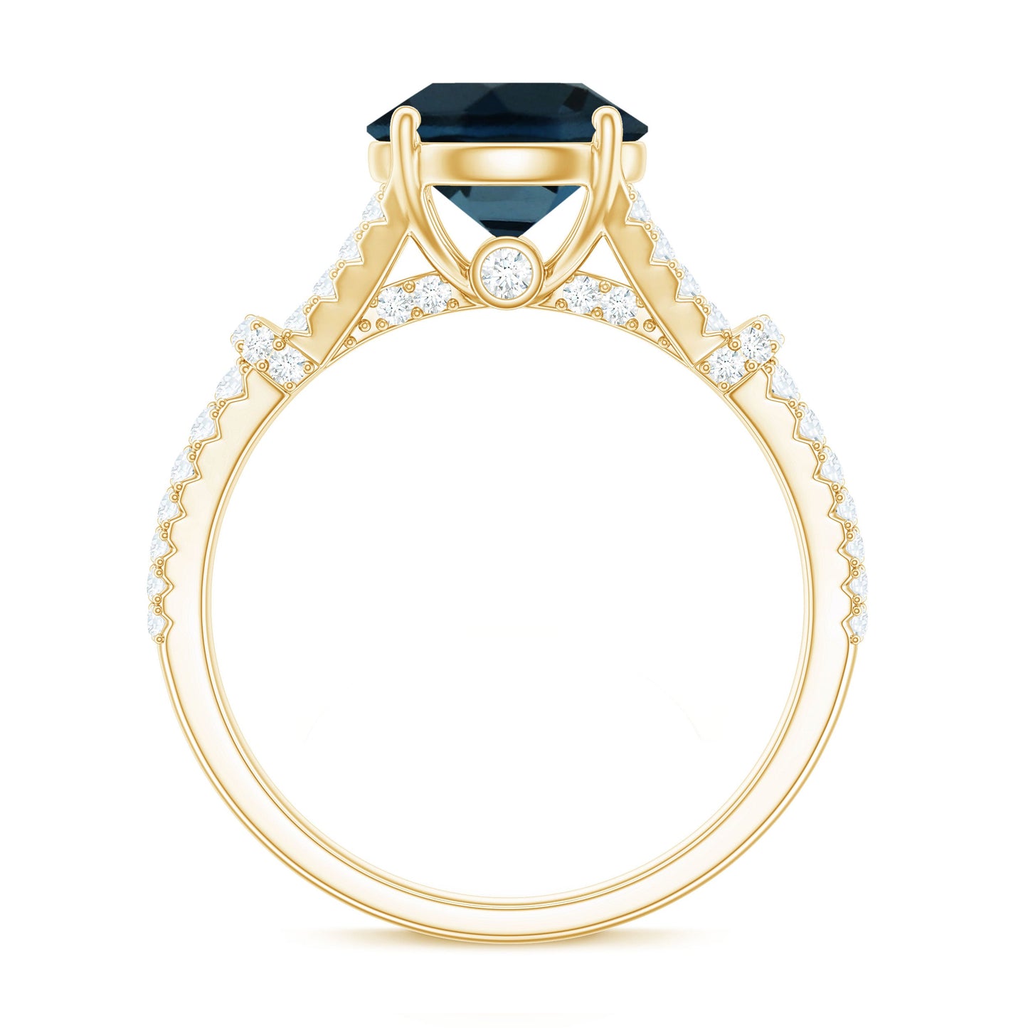 Natural London Blue Topaz Split Shank Engagement Ring
