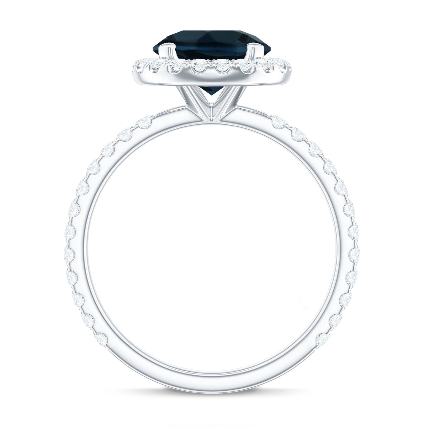 8MM London Blue Topaz Classic Engagement Ring with Diamond