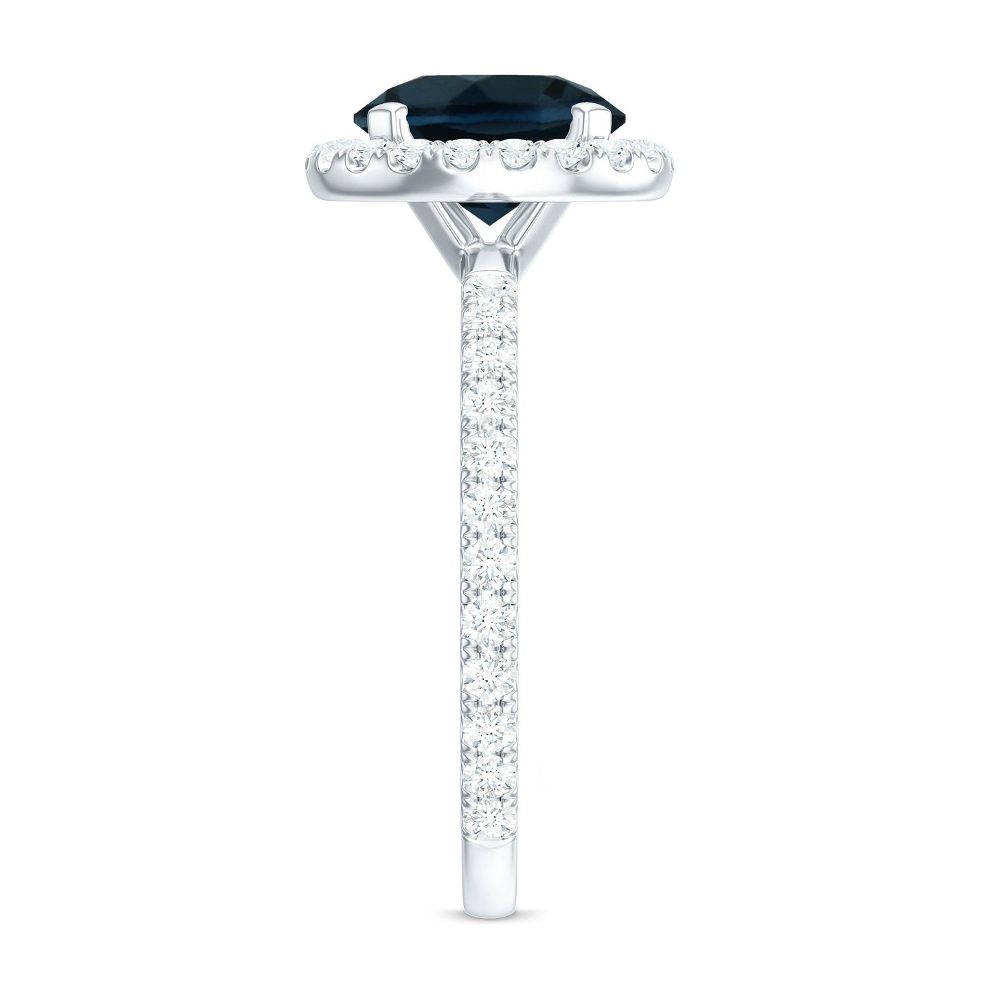 8MM London Blue Topaz Classic Engagement Ring with Diamond