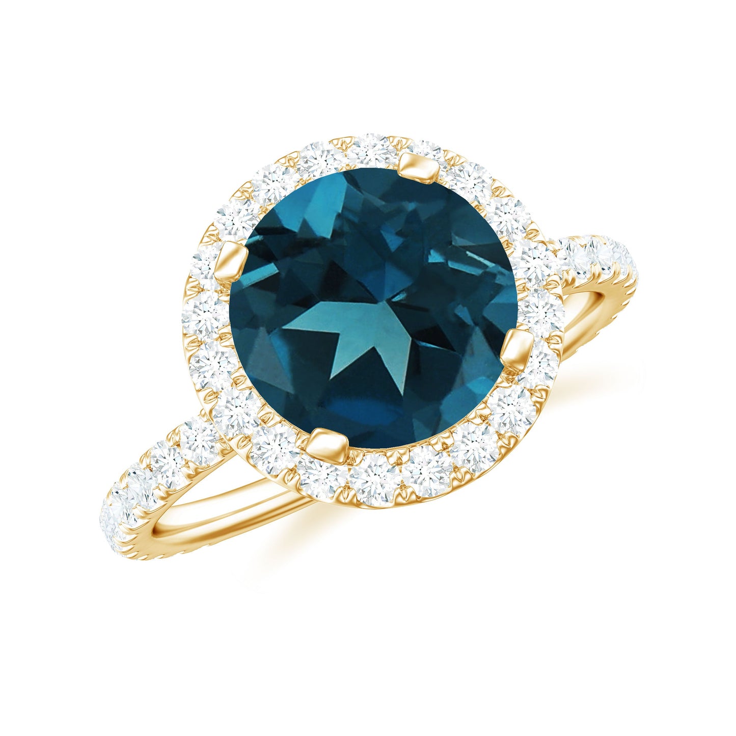 8MM London Blue Topaz Classic Engagement Ring with Diamond
