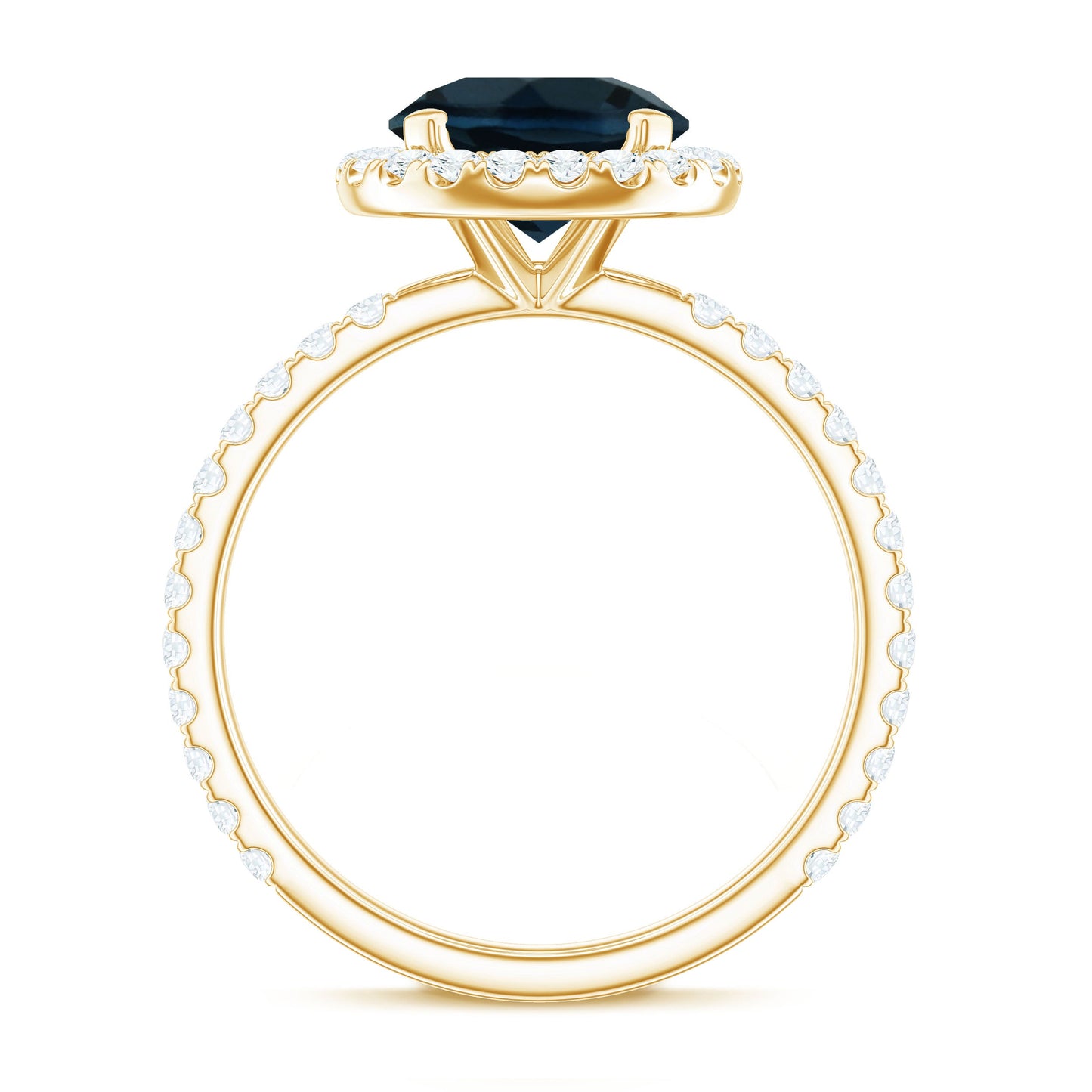 8MM London Blue Topaz Classic Engagement Ring with Diamond