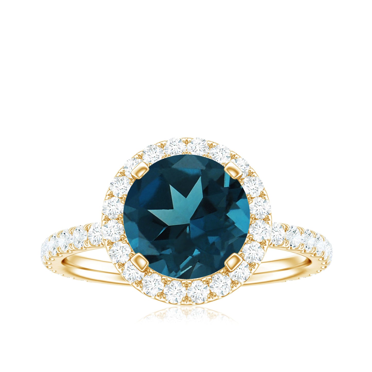 8MM London Blue Topaz Classic Engagement Ring with Diamond