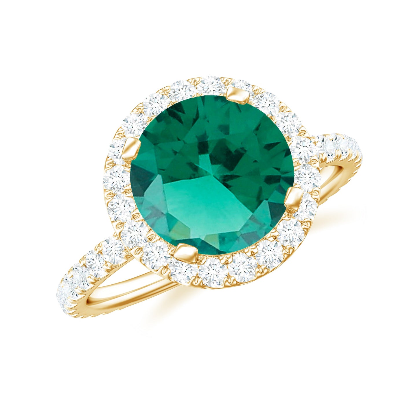 Certified 8 mm Lab Grown Emerald Classic Engagement Ring with Halo