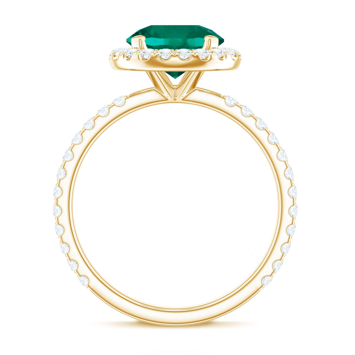 Certified 8 mm Lab Grown Emerald Classic Engagement Ring with Halo