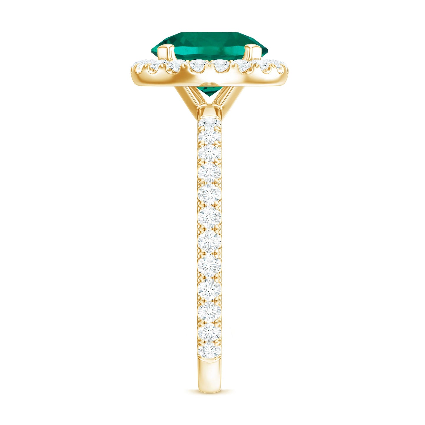 Certified 8 mm Lab Grown Emerald Classic Engagement Ring with Halo
