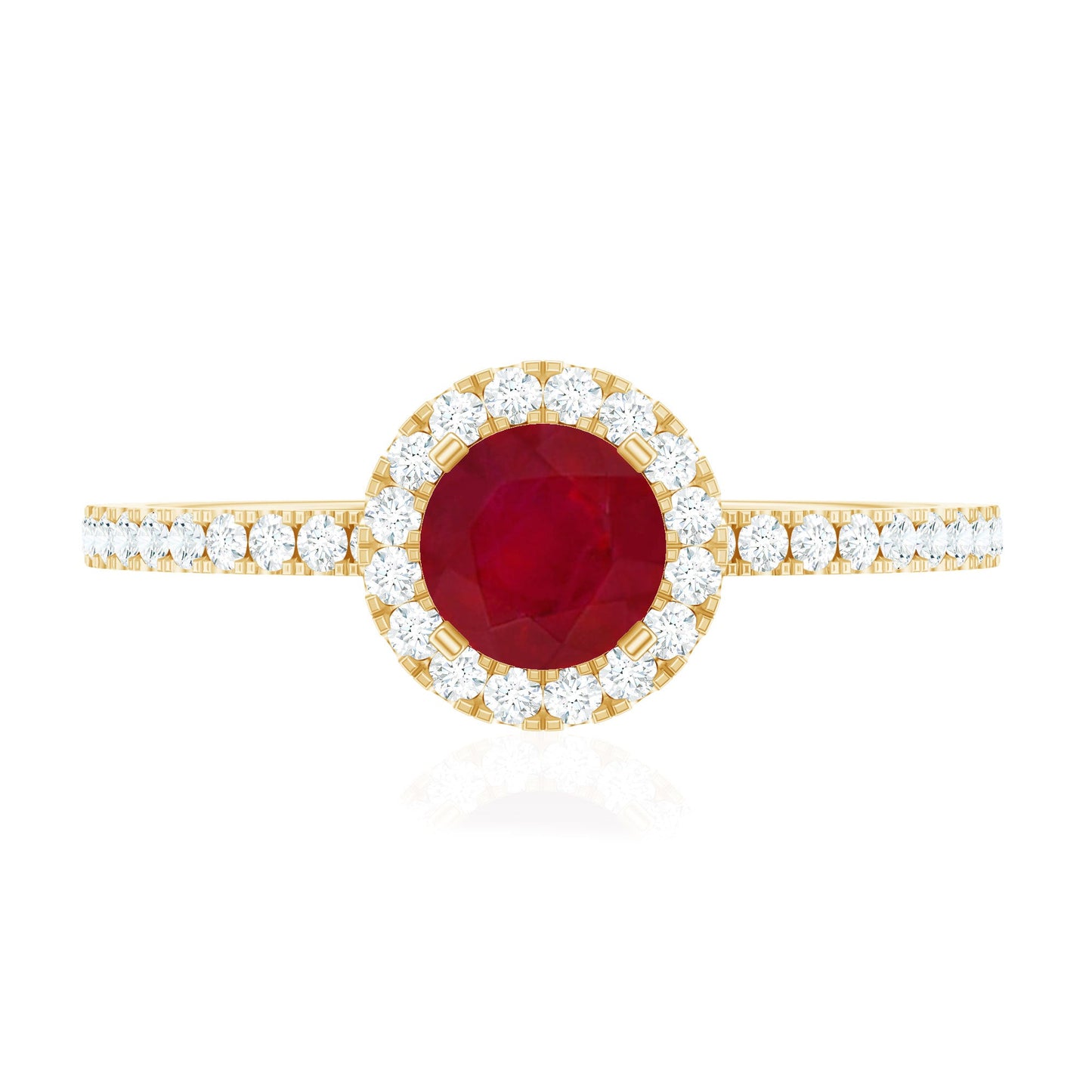 Minimal 0.6 Carat Ruby Engagement Ring with Diamond Halo