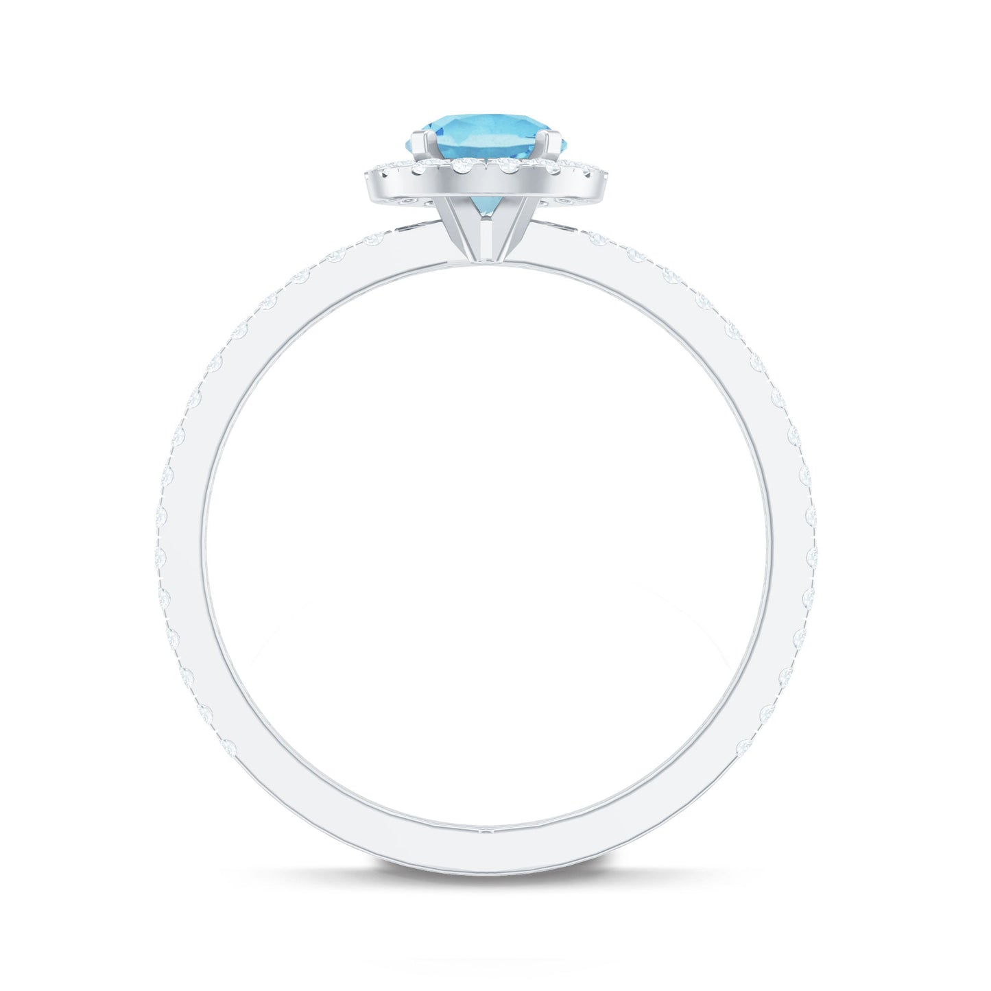 Genuine Blue Aquamarine Ring with Diamond Accent