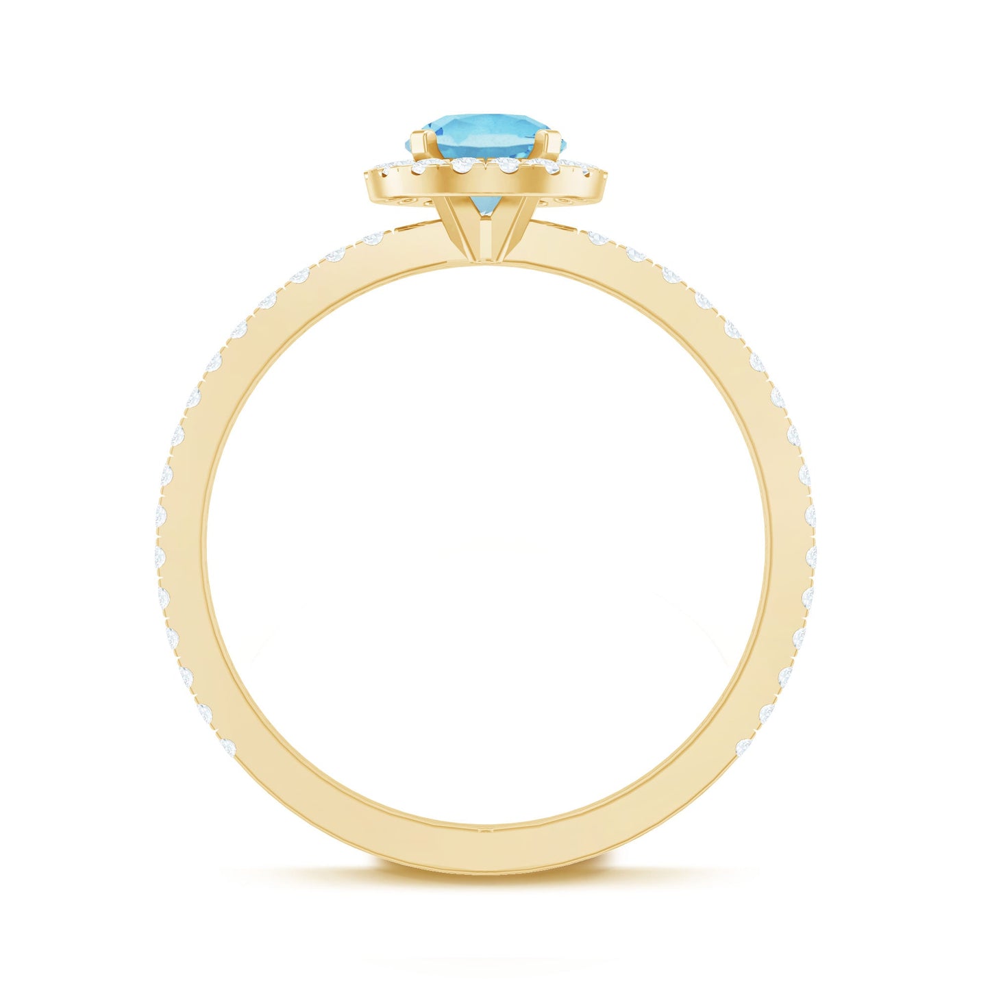 Genuine Blue Aquamarine Ring with Diamond Accent