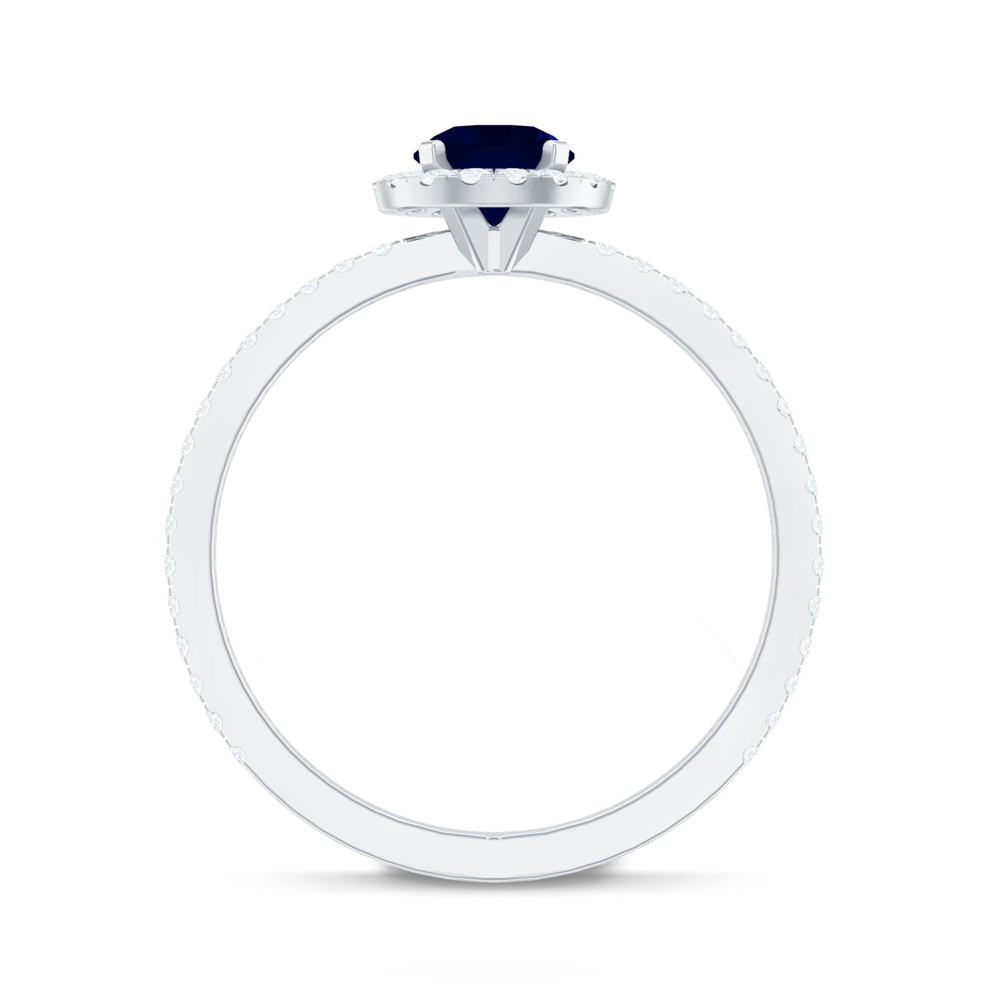 Minimal Blue Sapphire and Diamond Engagement Ring