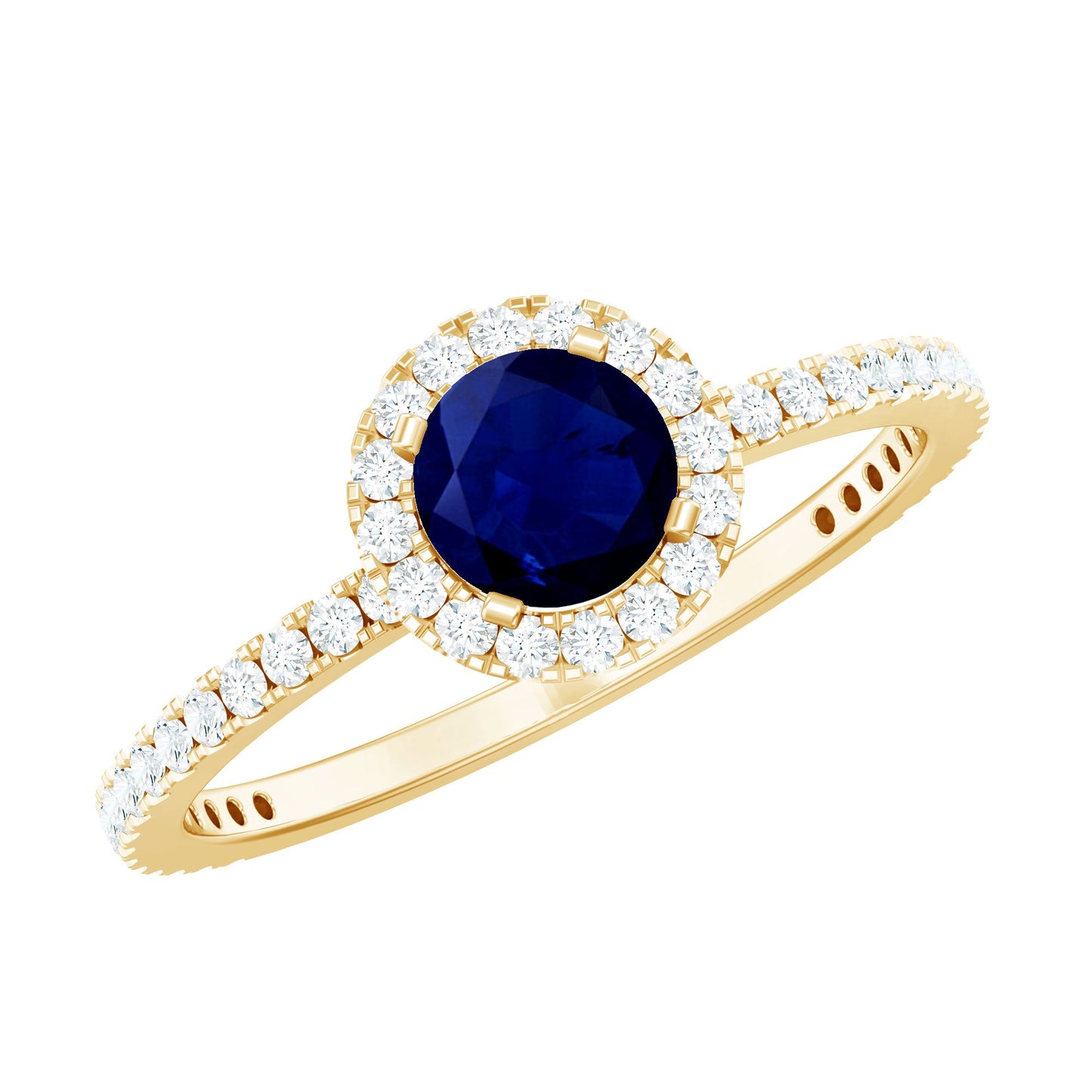 Minimal Blue Sapphire and Diamond Engagement Ring