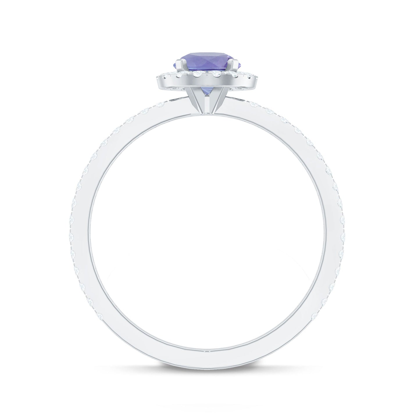 Womens Tanzanite Halo Ring with Diamond