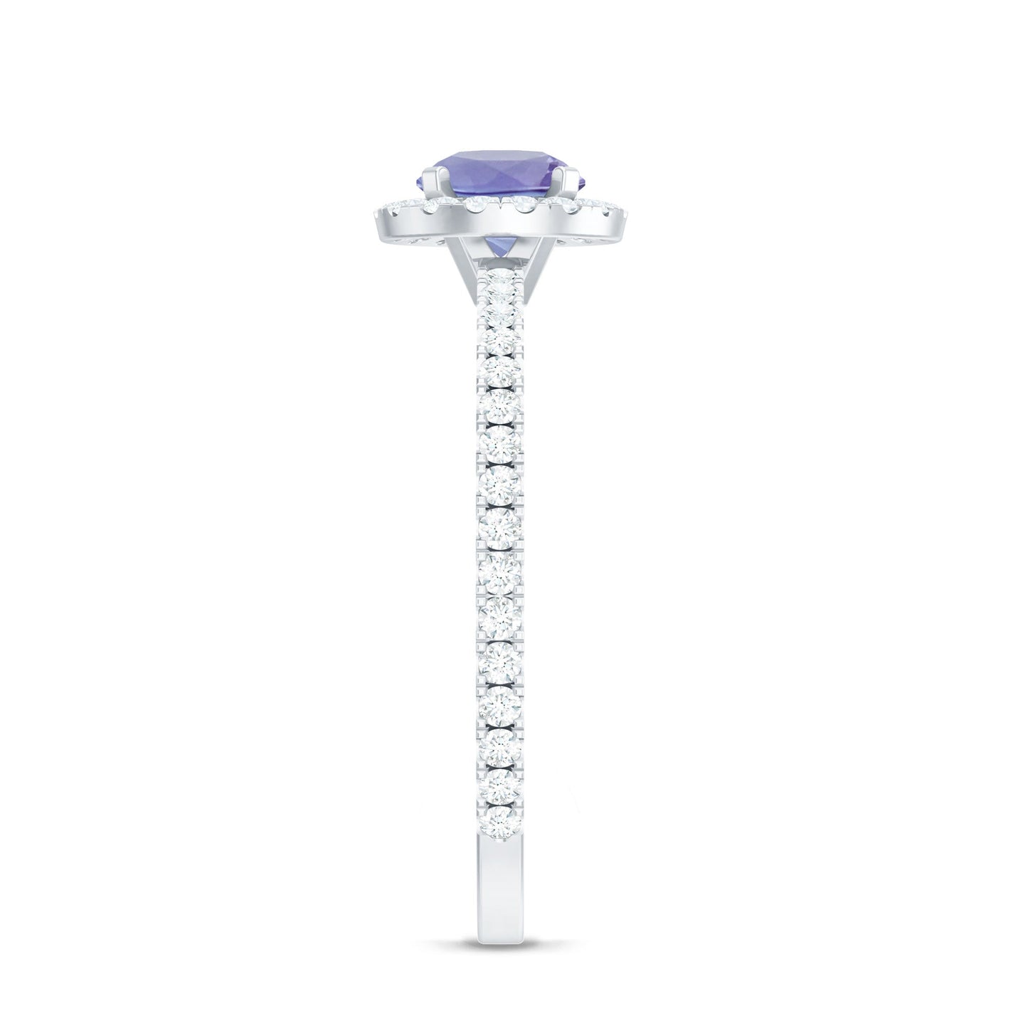 Womens Tanzanite Halo Ring with Diamond