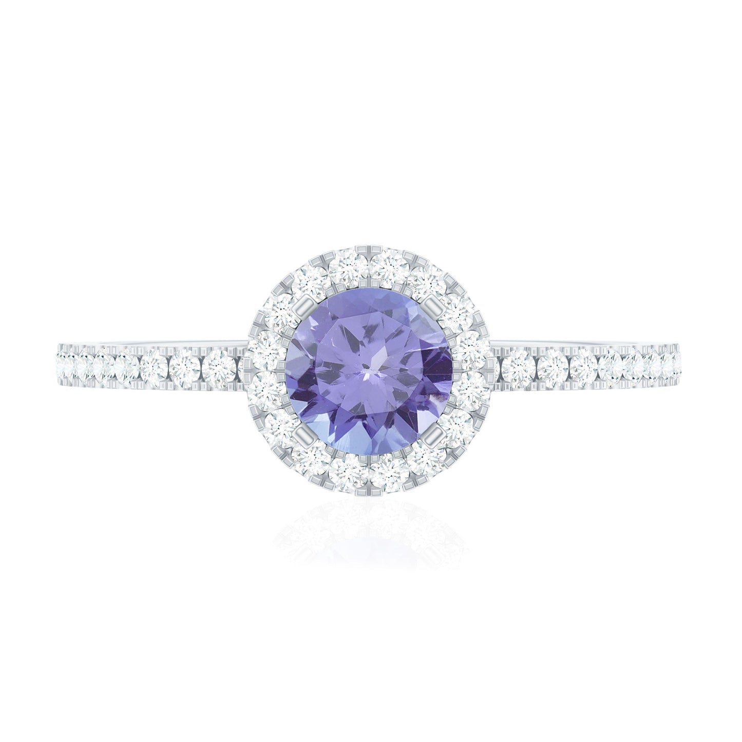 Womens Tanzanite Halo Ring with Diamond