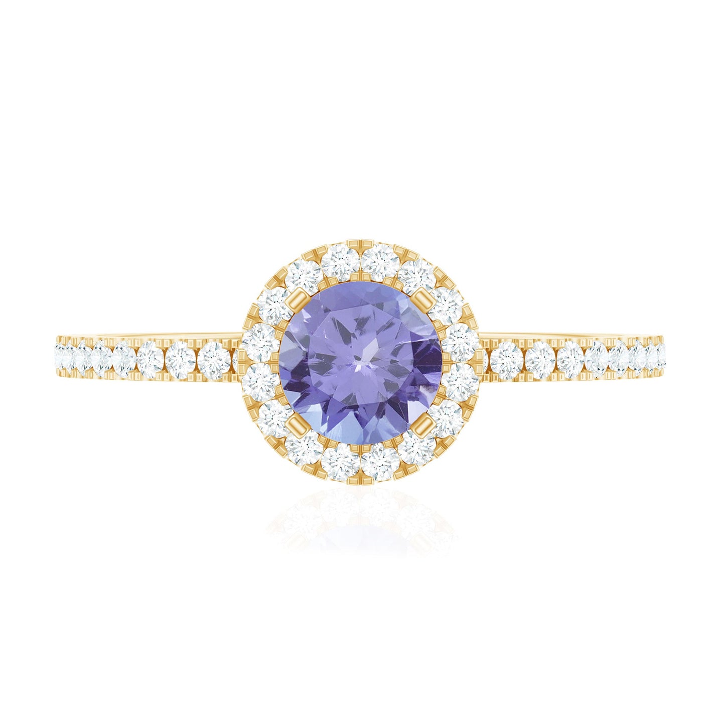 Womens Tanzanite Halo Ring with Diamond