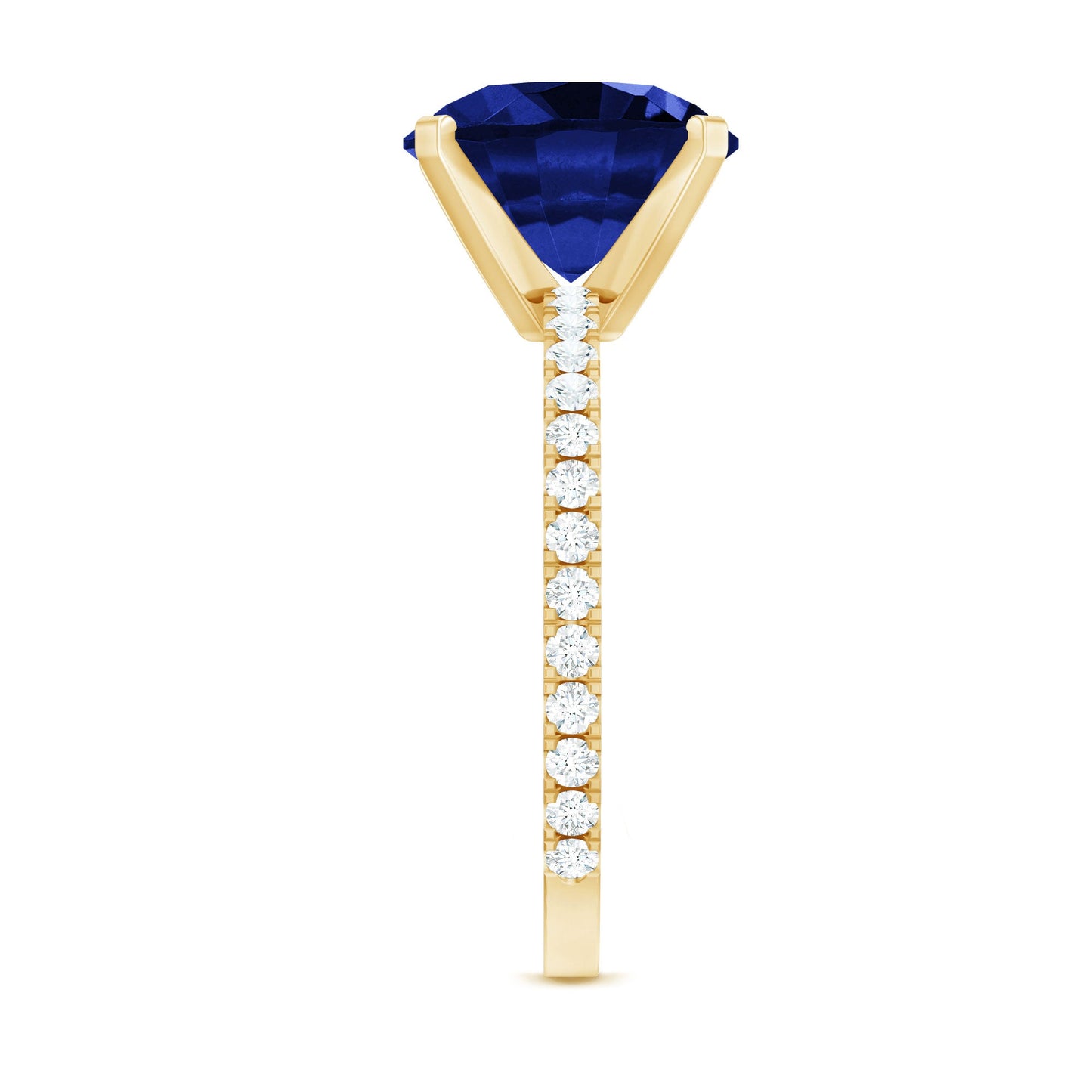 Certified 4.5 Carat Lab Grown Blue Sapphire Engagement Ring with Diamond