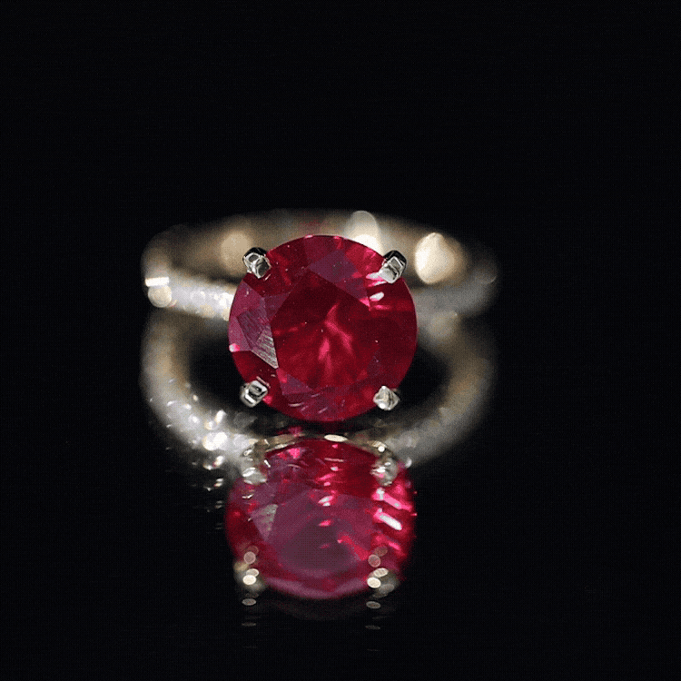 Certified Lab Grown Ruby Solitaire Engagement Ring with Diamond Side Stones