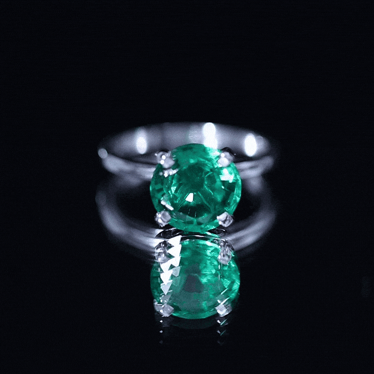 10mm Round Lab Created Emerald Solitaire Ring
