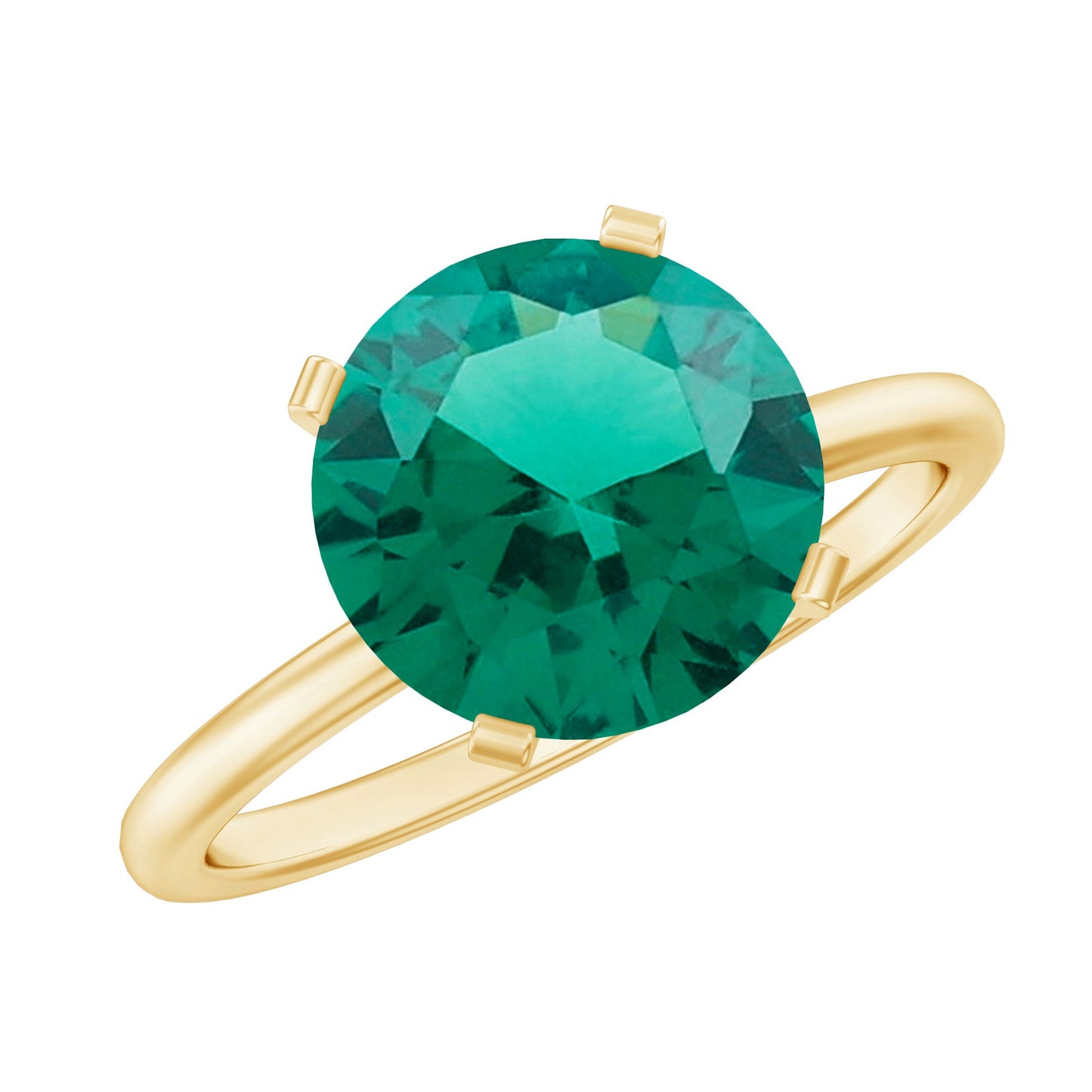 10mm Round Lab Created Emerald Solitaire Ring