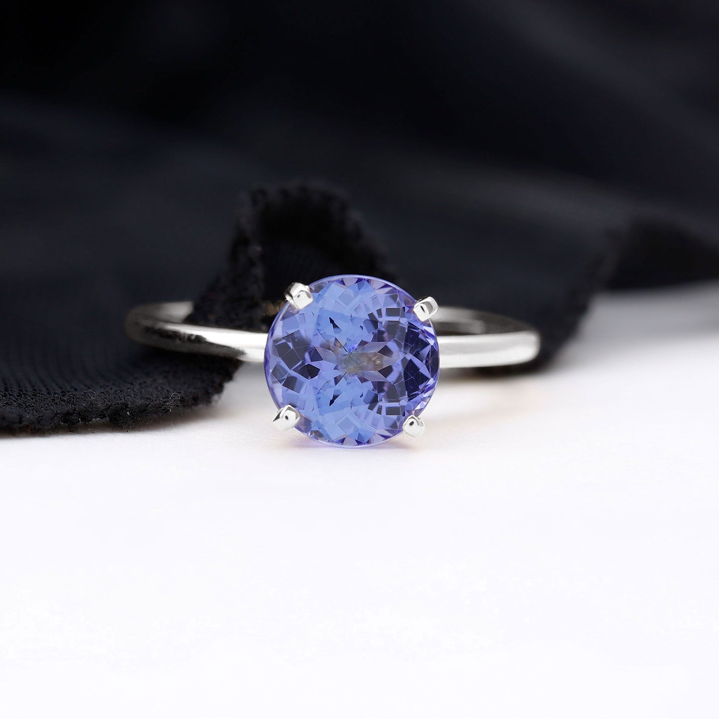 3 Carat Lab Grown Tanzanite Solitaire Engagement Ring