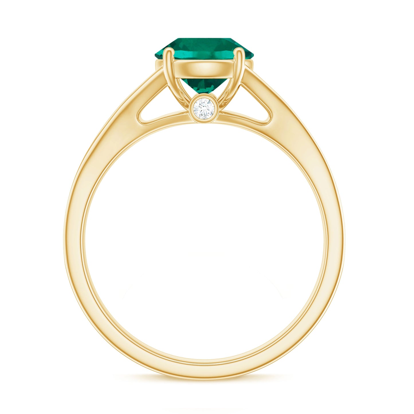 Certified 8 mm Lab Grown Emerald Split Shank Engagement Ring with Diamond