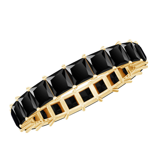 Certified Black Spinel Princess Cut Eternity Band Ring