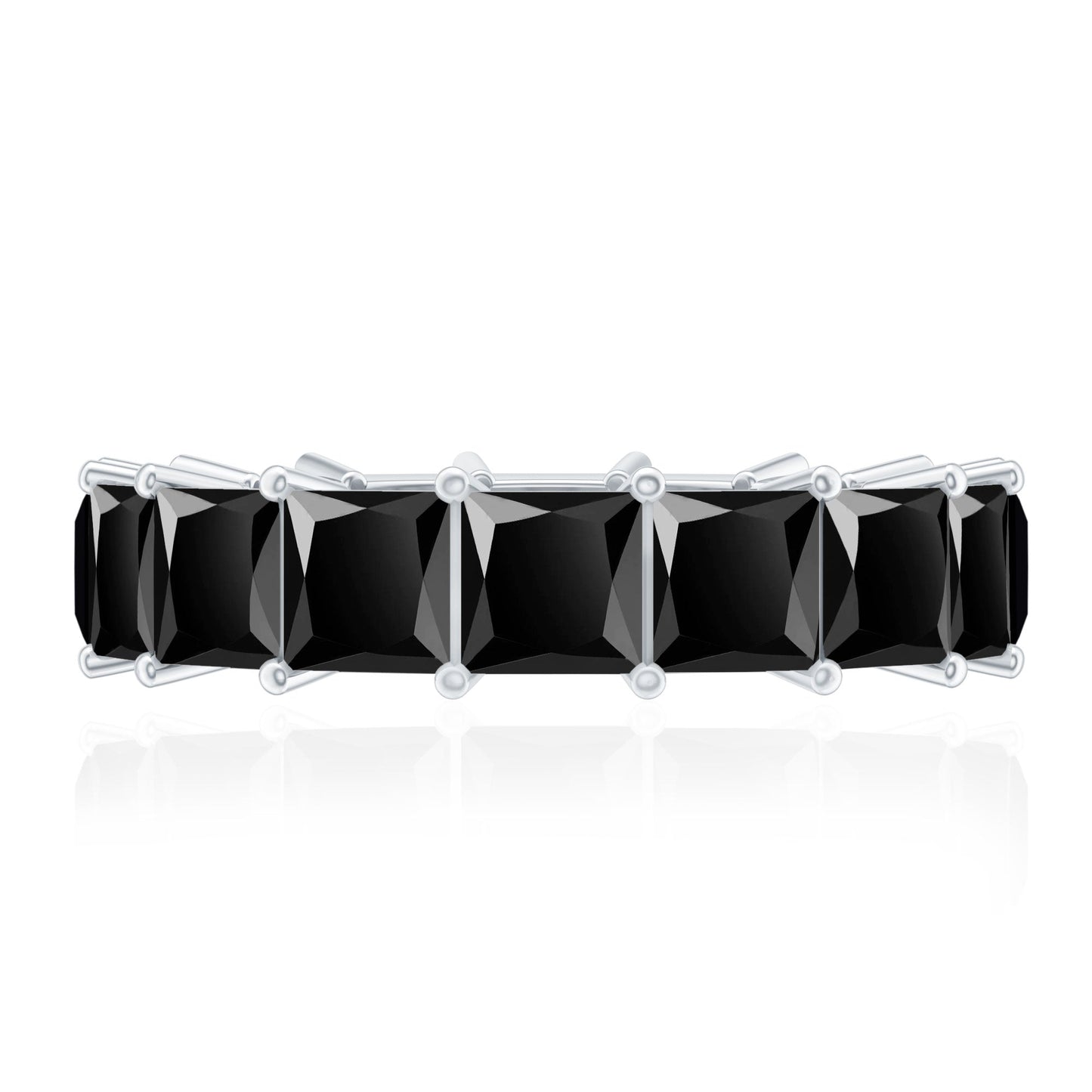 Princess Cut Black Onyx Wedding Band in Shared Prong Setting