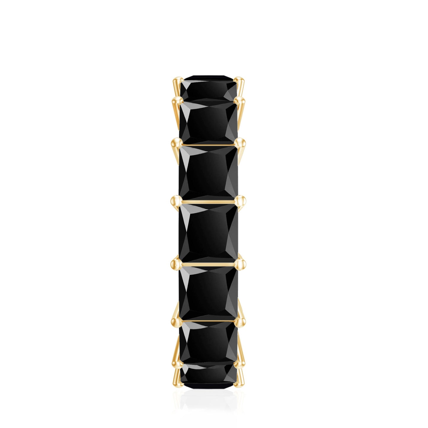 Princess Cut Black Onyx Wedding Band in Shared Prong Setting