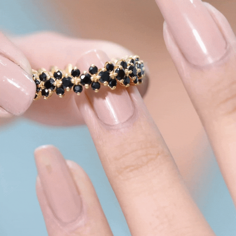 Certified Black Spinel Eternity Band Ring for Women