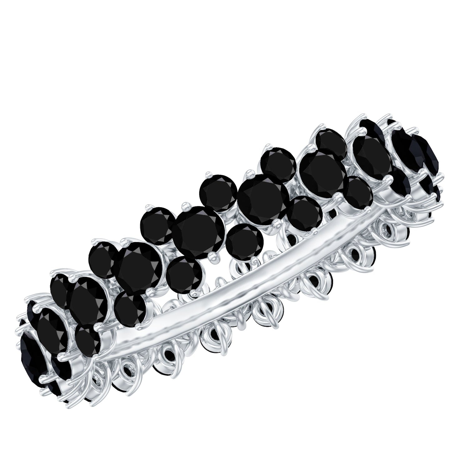 Certified Black Spinel Eternity Band Ring for Women