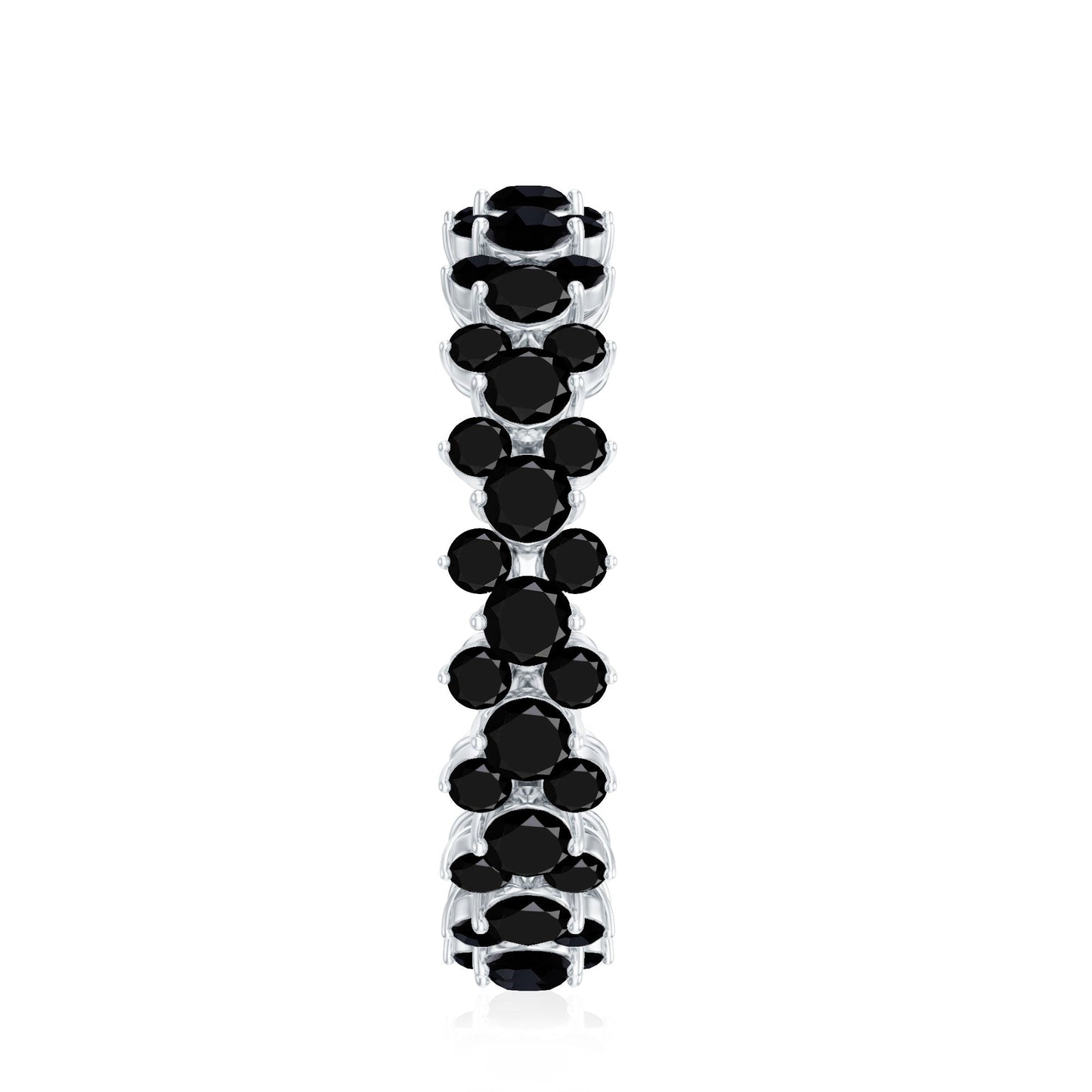 Certified Black Spinel Eternity Band Ring for Women