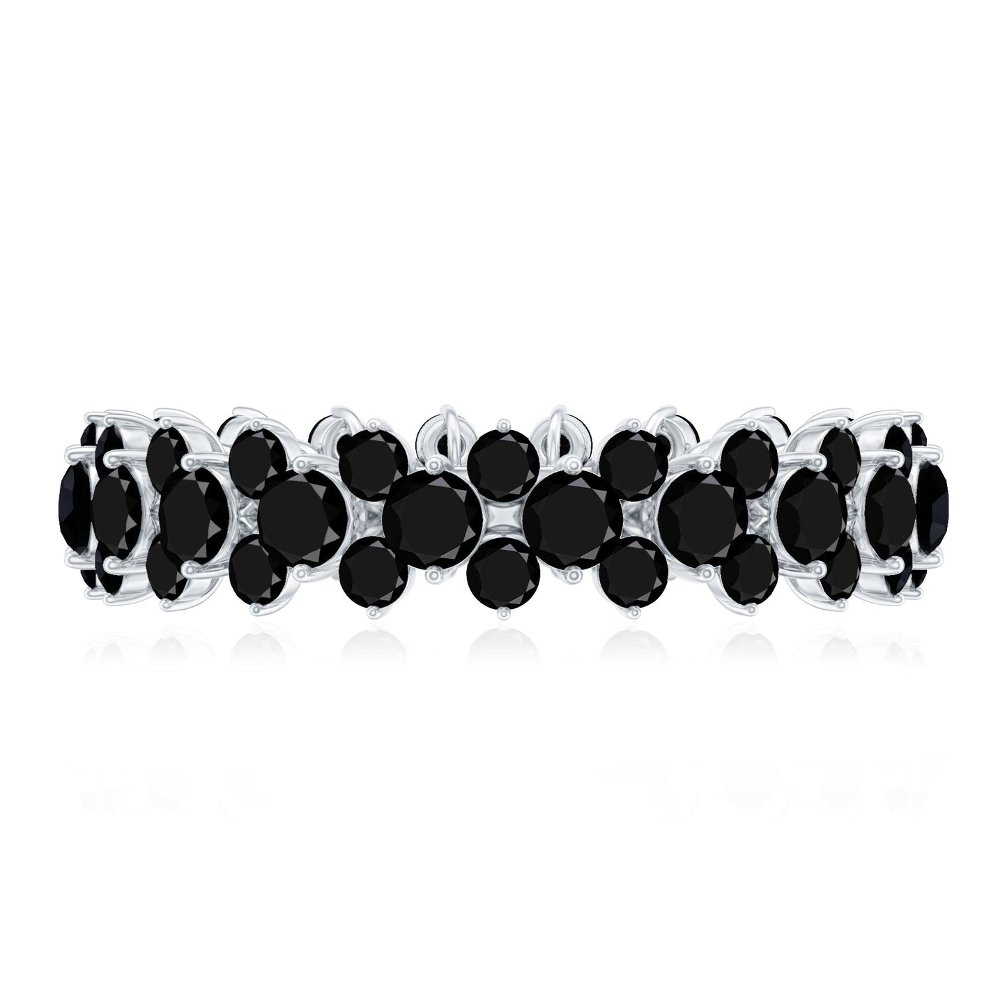 Certified Black Spinel Eternity Band Ring for Women